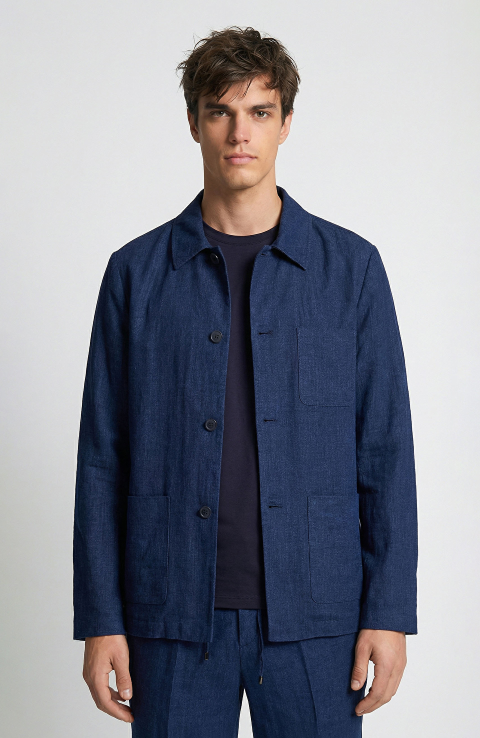 Lacivert Keten Spor Ceket