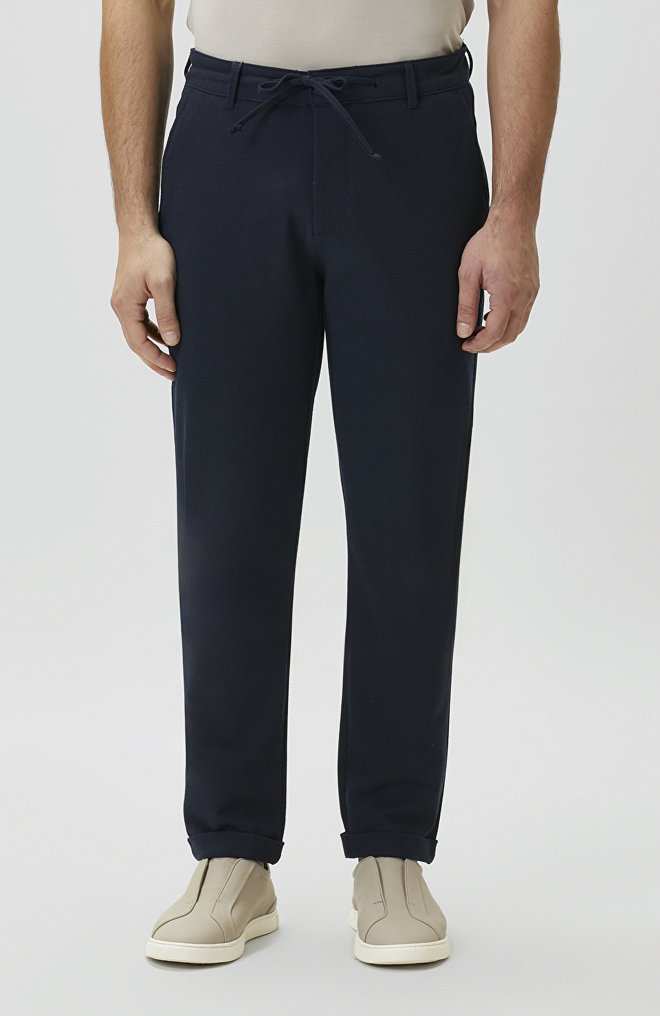 Jogger Fit Lacivert Gofreli Dokuma Pantolon