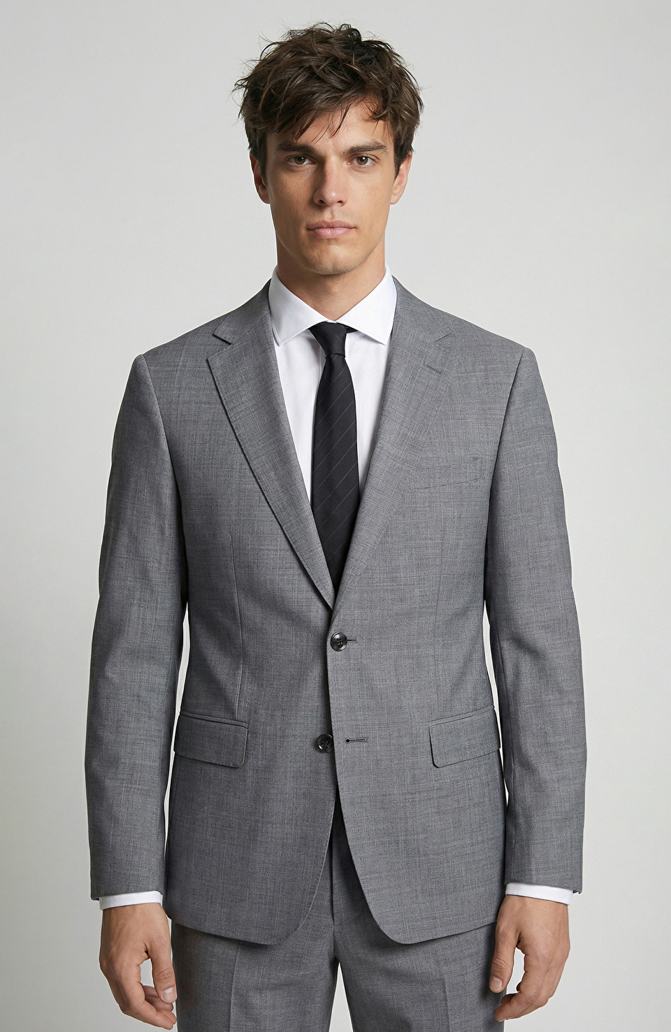 Gri Melanj Takım Elbise