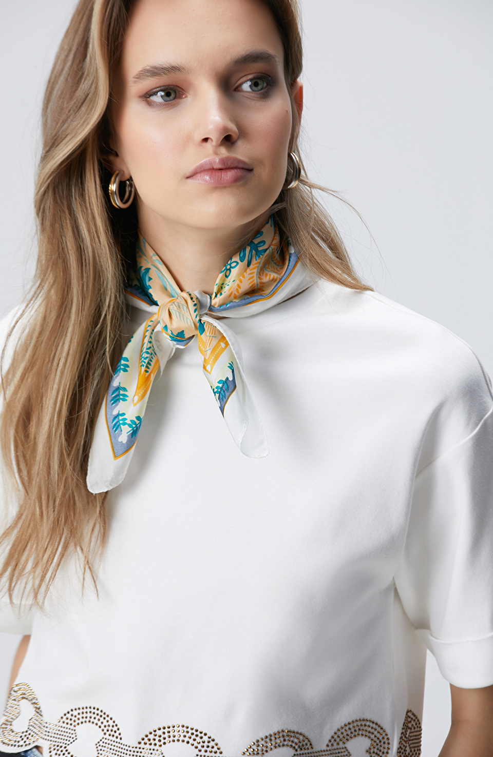 Colorblocked Kadın İpek Fular