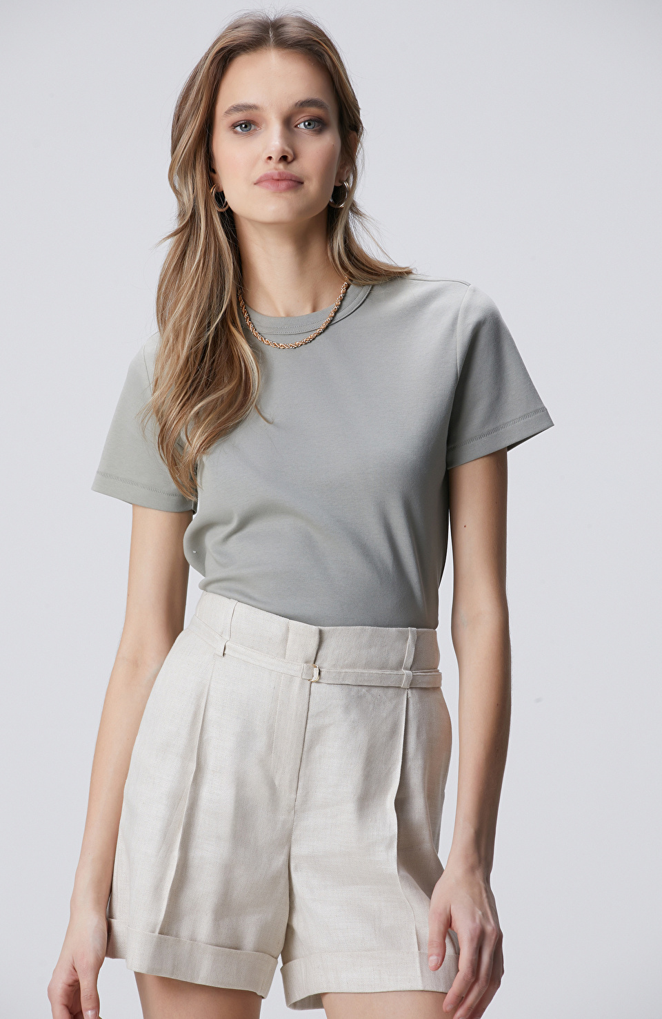 Açık Haki Basic T-shirt