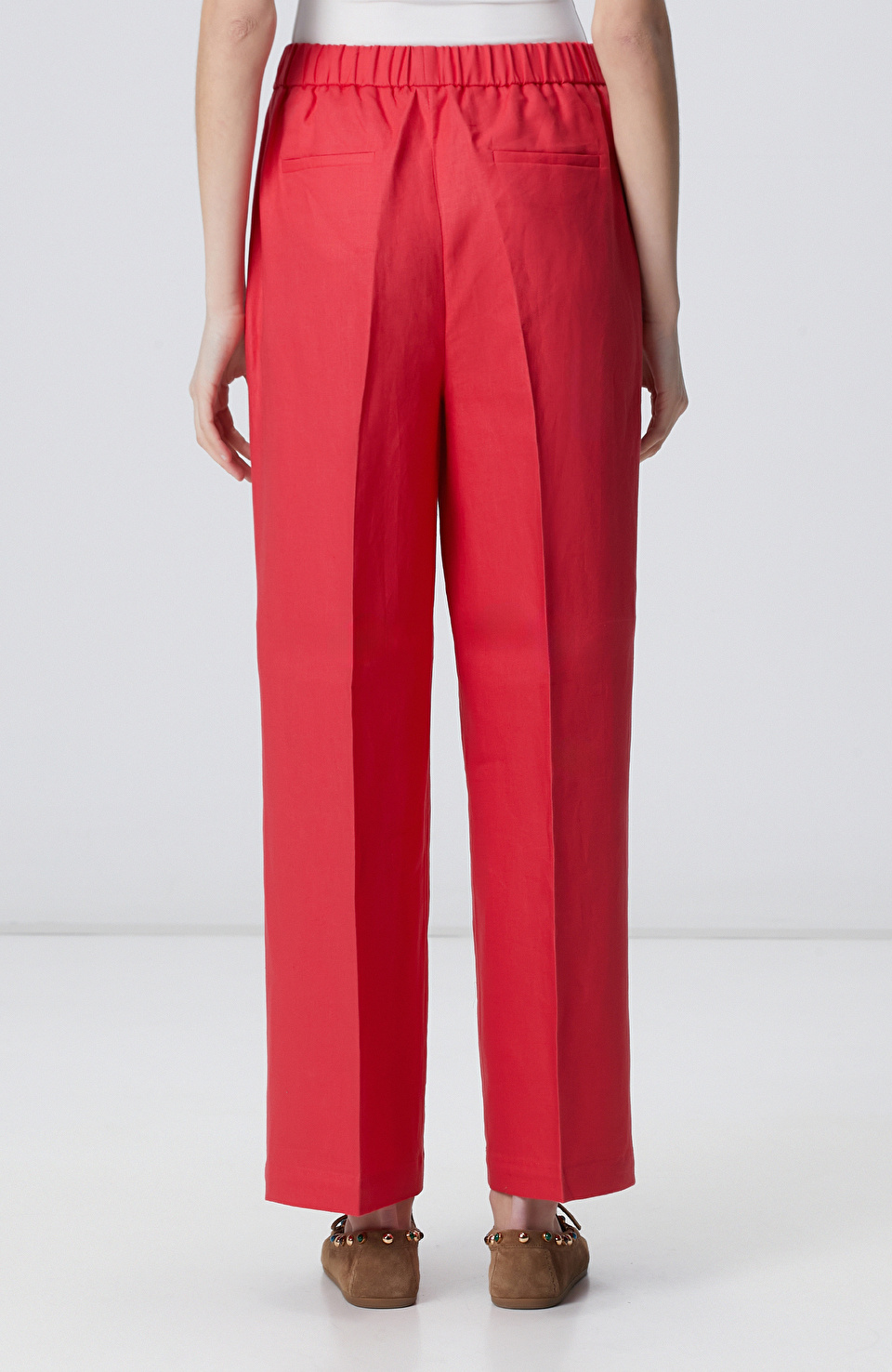 Nar Çiçeği Keten Karışımlı Pantolon