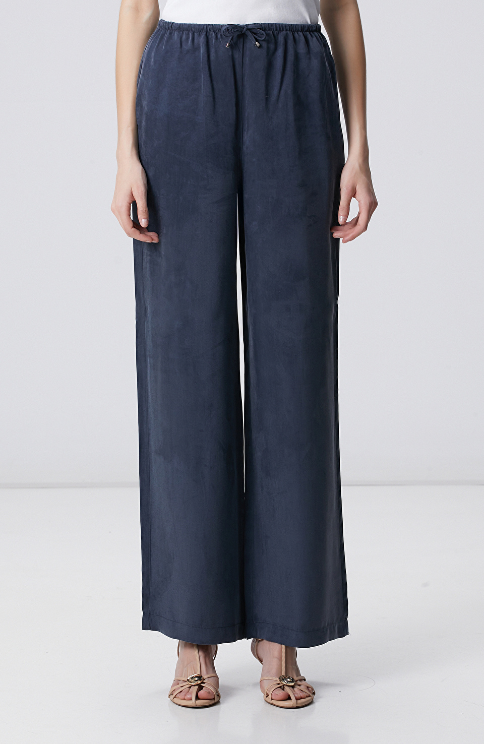 Lacivert Cupro Pantolon