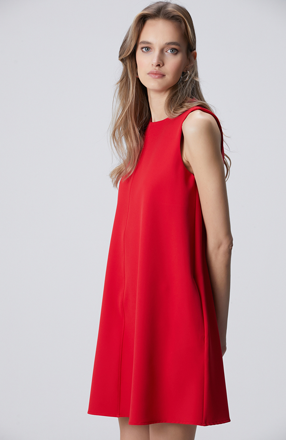 Kırmızı A Form Mini Elbise
