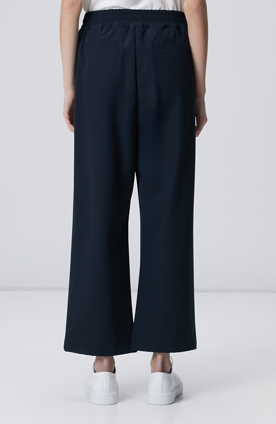 Lacivert Geniş Paça Beli Lastikli Pantolon