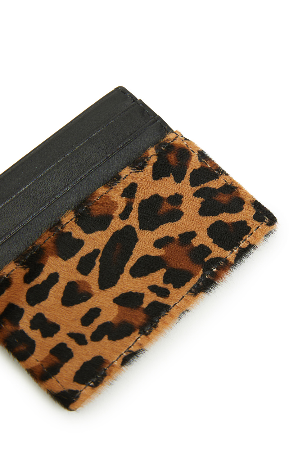 Leopar Desenli Kadın Deri Kartlık