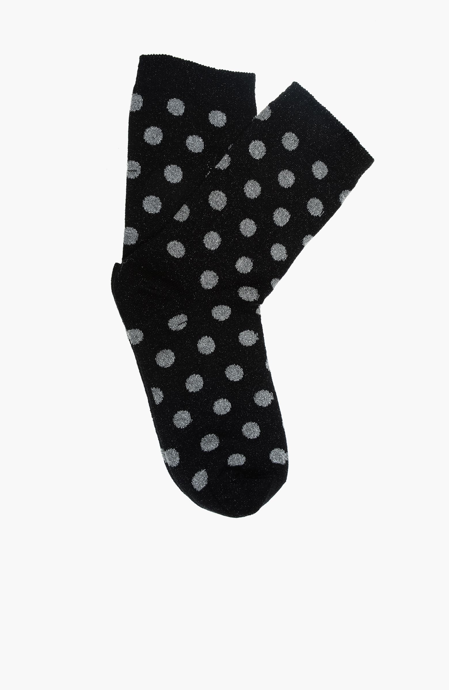 Puantiye Siyah Gri Kadın Çorap