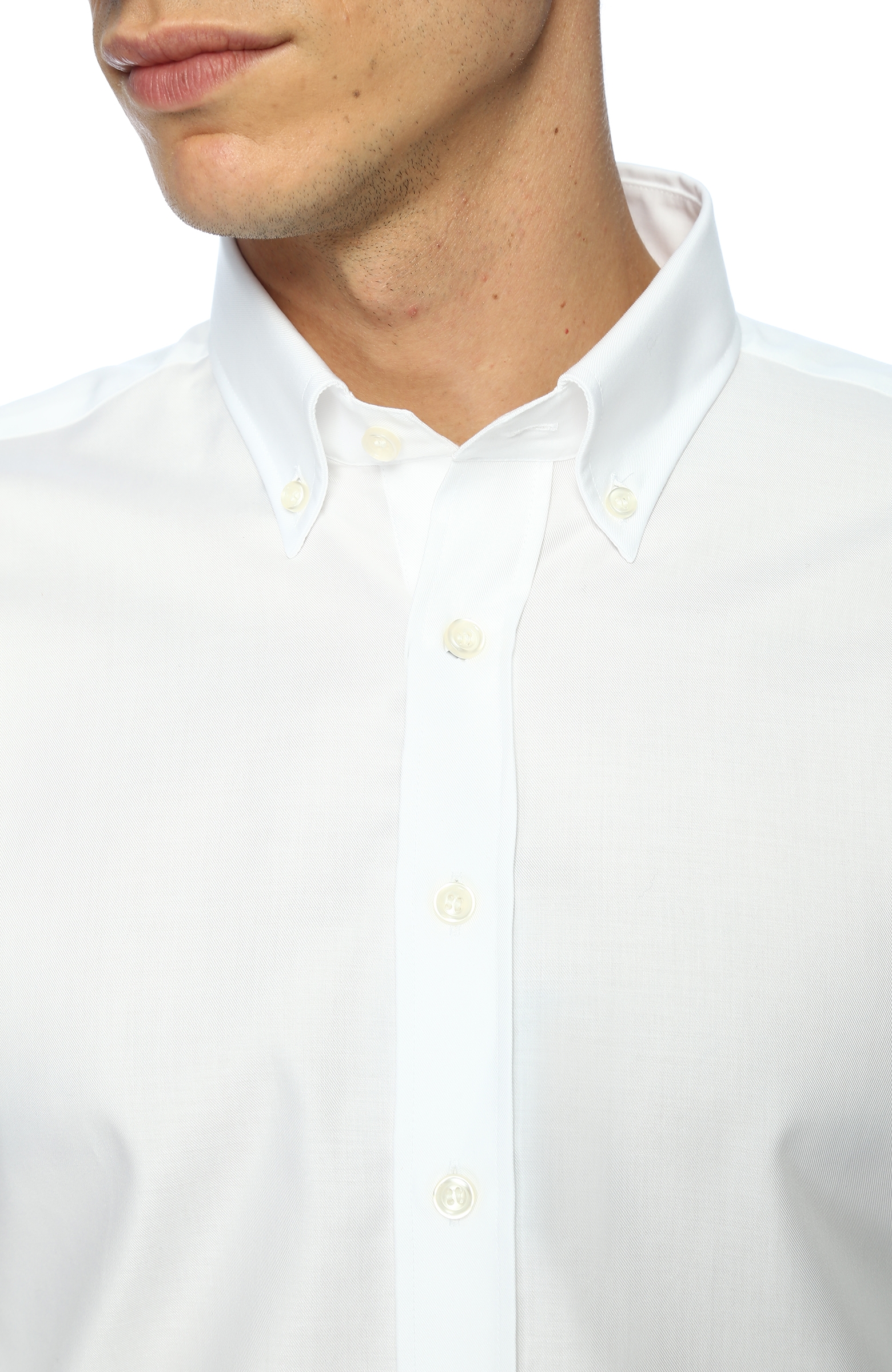 Non Iron Beyaz Düğmeli Yaka Gömlek