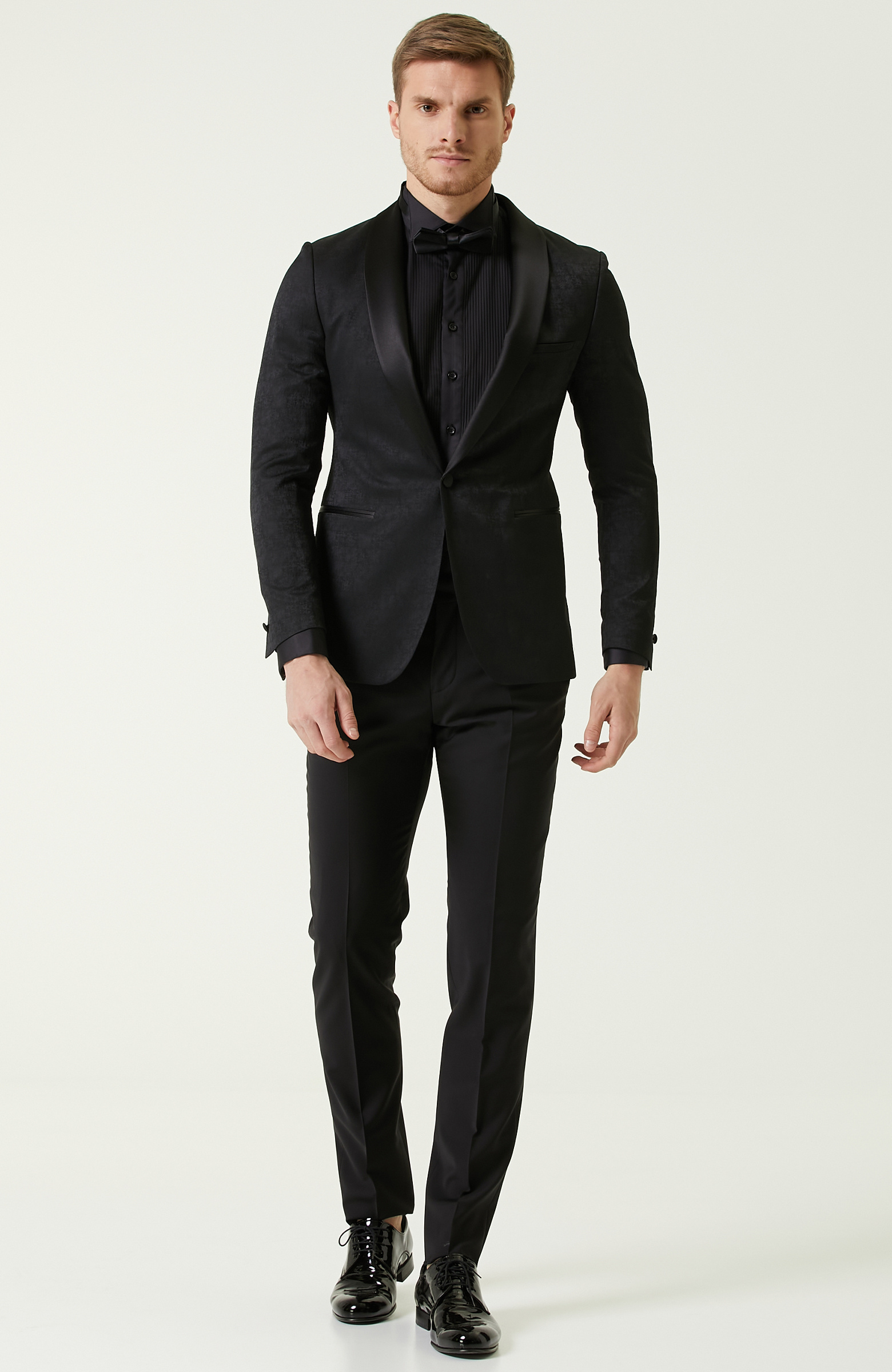 Slim Fit Siyah Smokin Gömleği