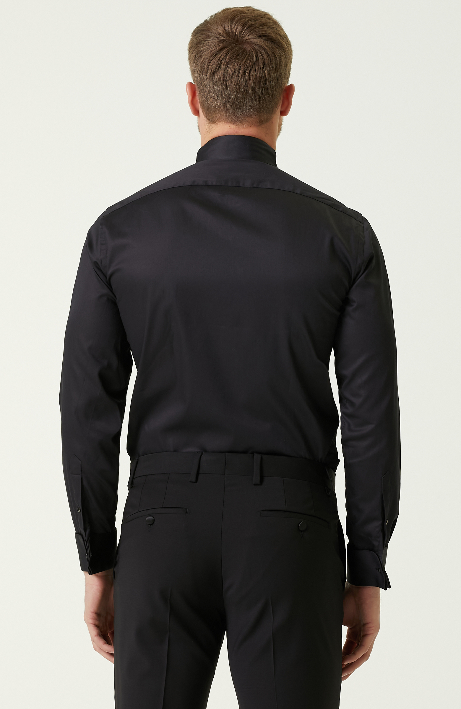 Slim Fit Siyah Smokin Gömleği