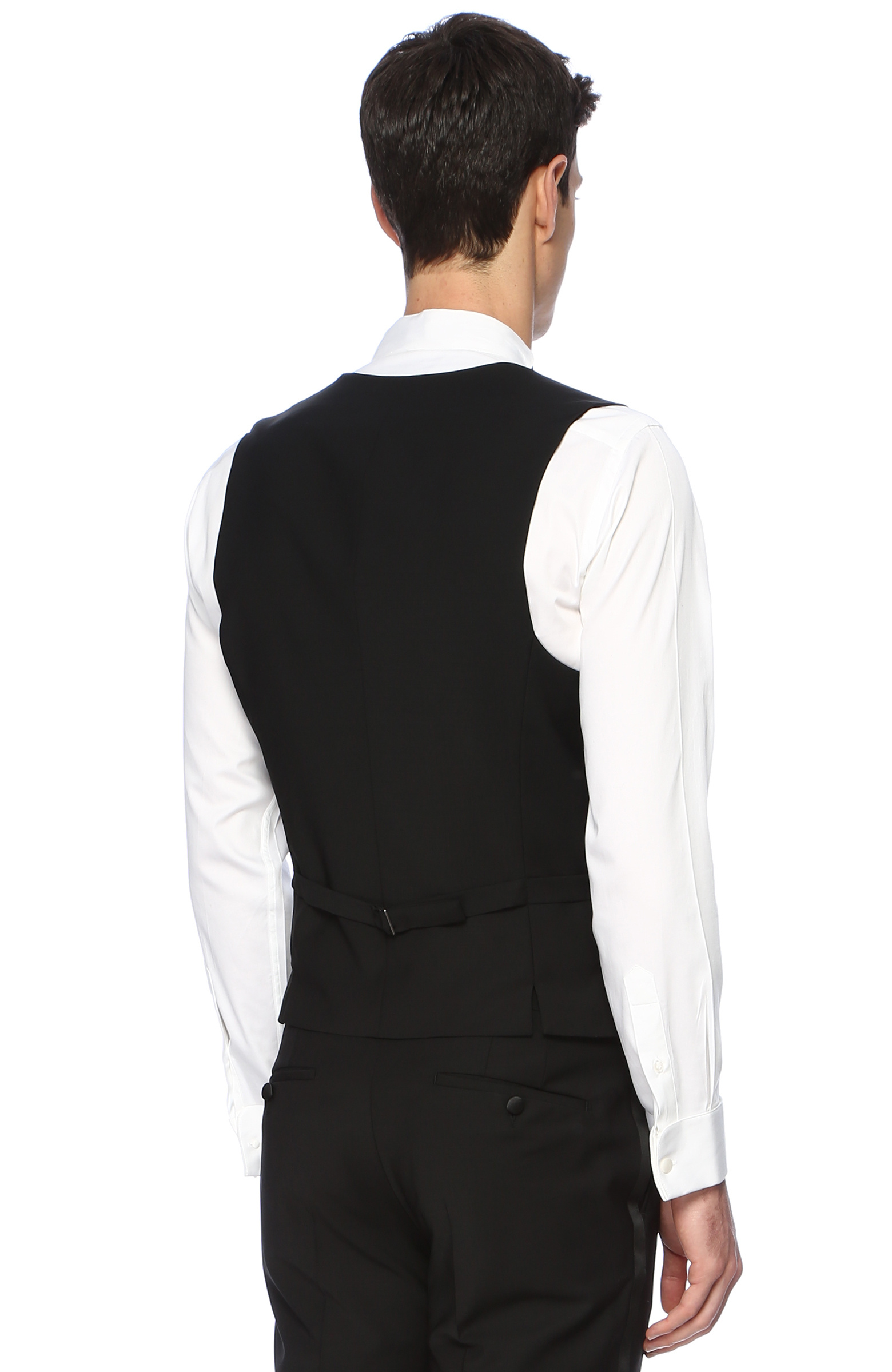 Drop 6 Siyah U Yaka Yün Smokin Yeleği