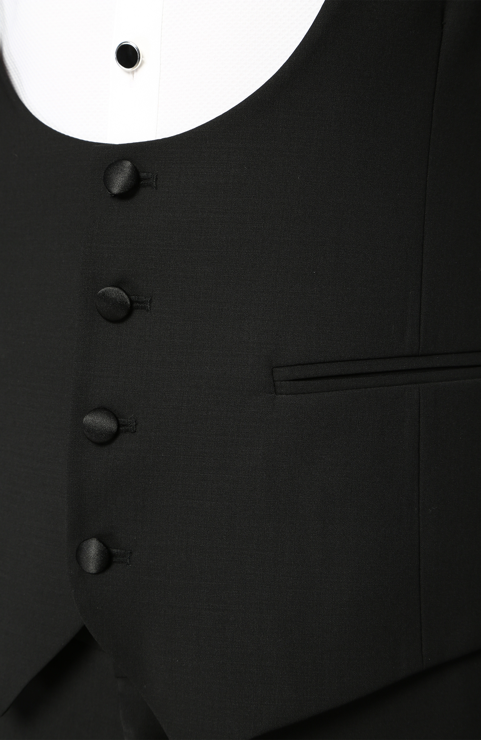 Drop 6 Siyah U Yaka Yün Smokin Yeleği