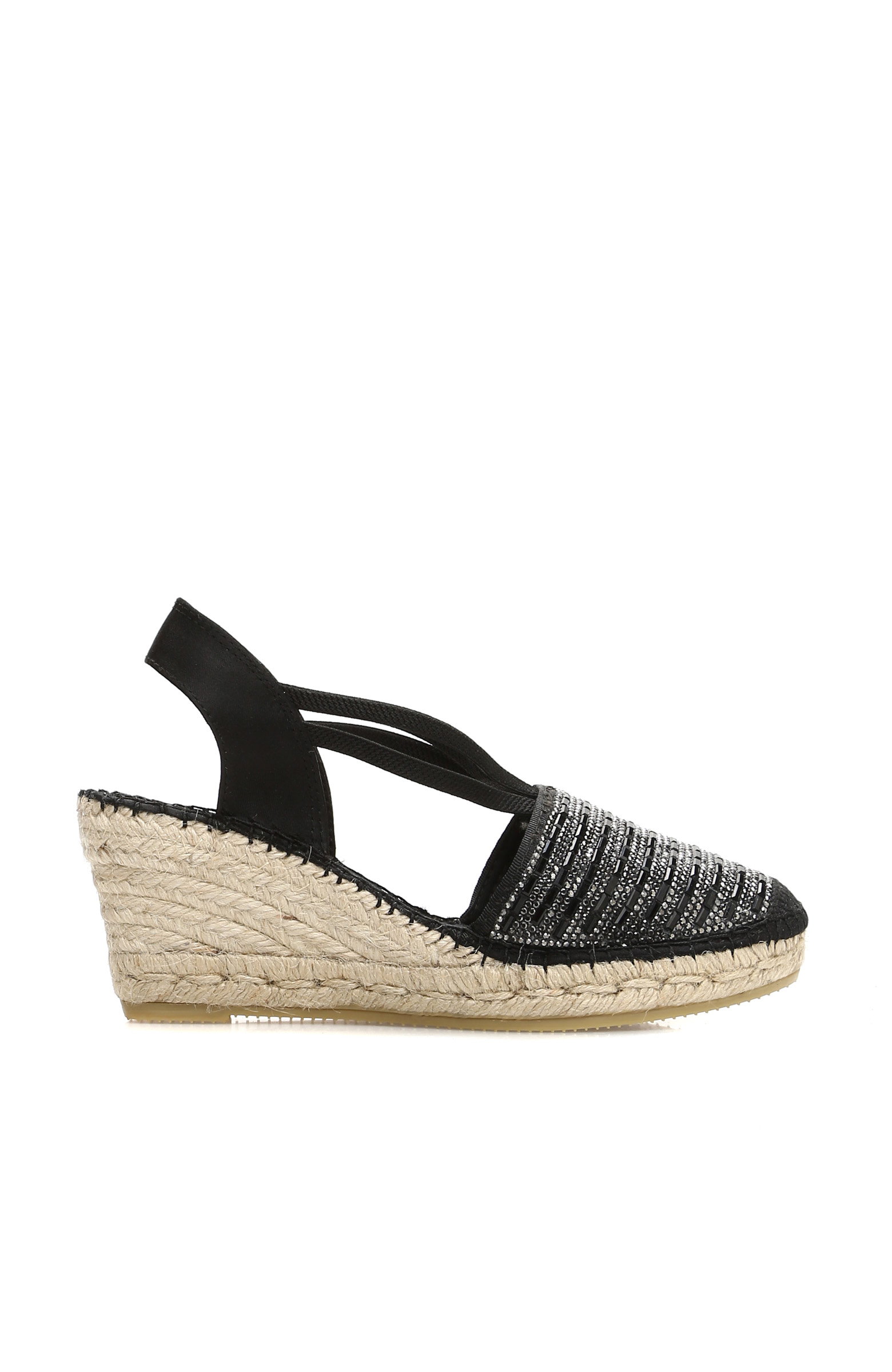 Platformlu Polyester Siyah Kadın Espadril -1