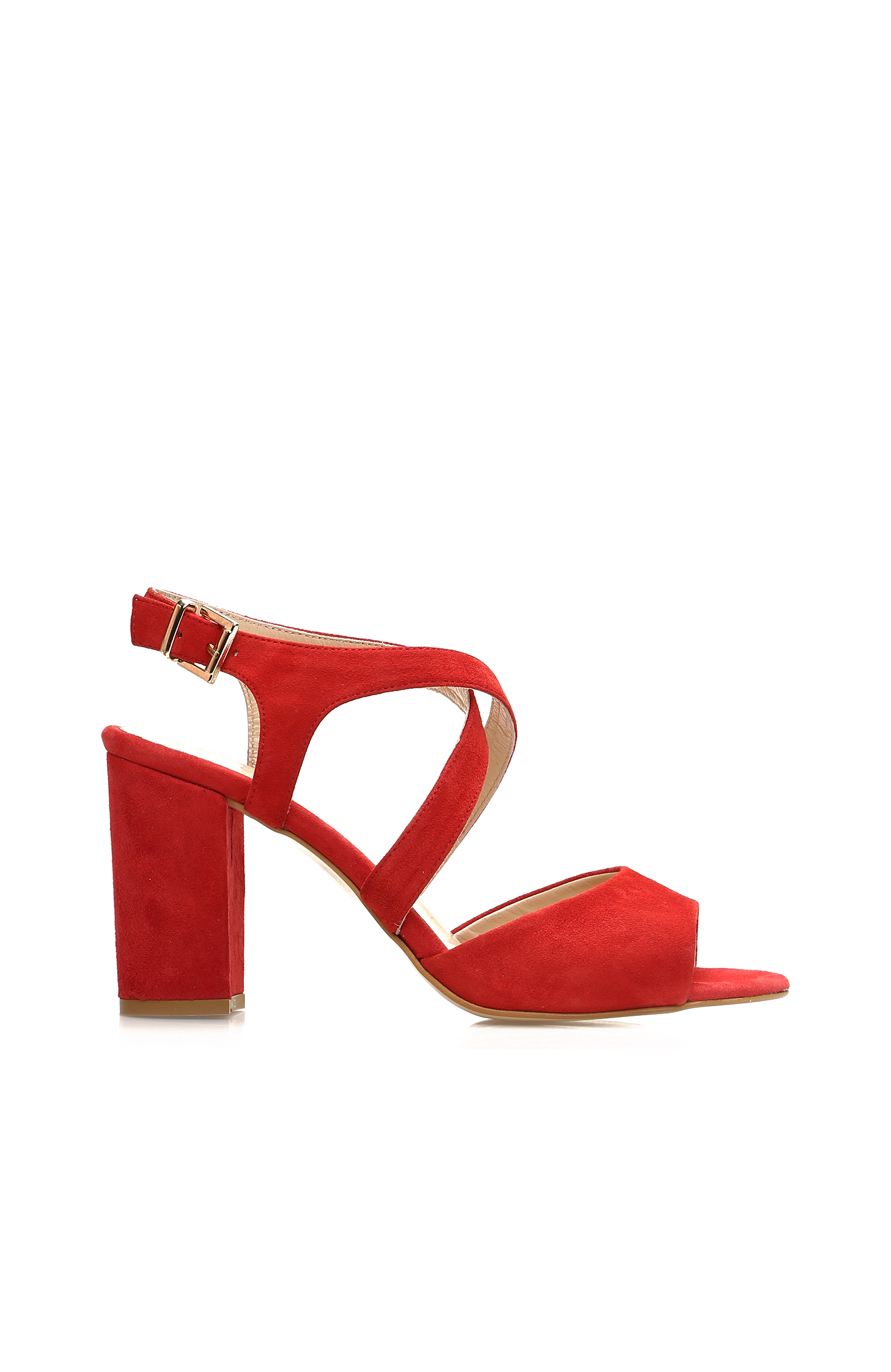 Süet Kırmızı Kadın Sandalet -1