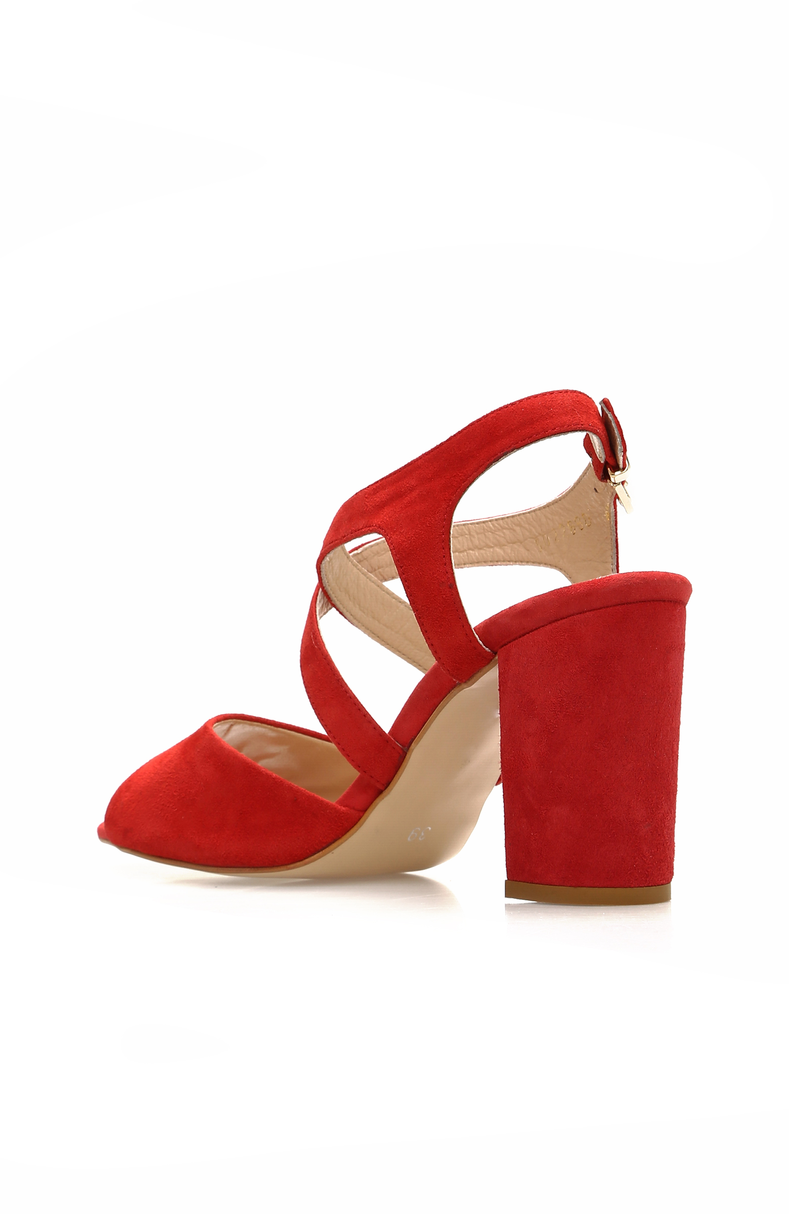 Süet Kırmızı Kadın Sandalet -2