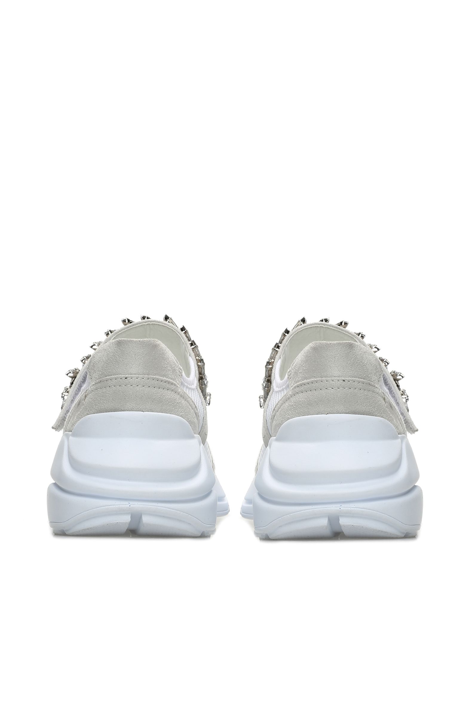 Taşlı Gri Beyaz Kadın Sneaker -4