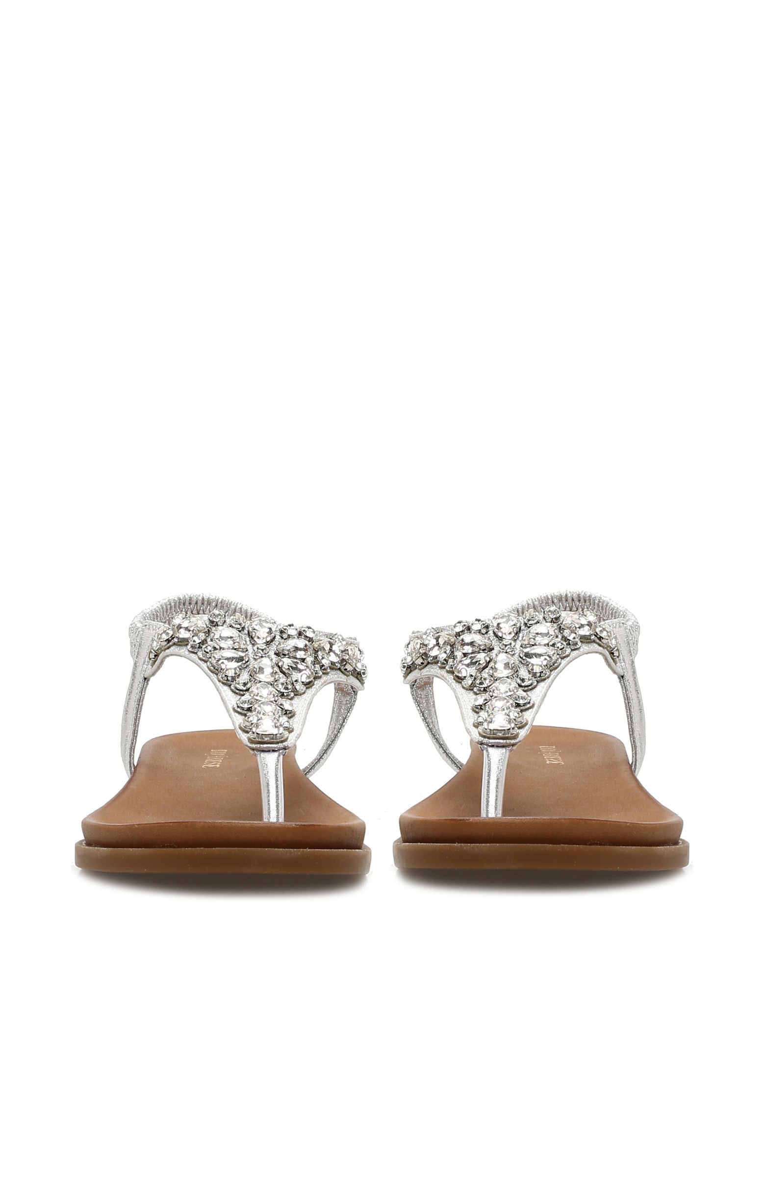 Taşlı Gümüş Kadın Sandalet -3