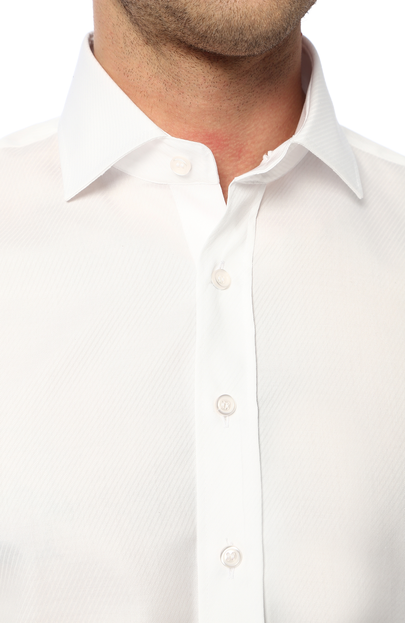 Non Iron Beyaz Italyan Yaka Diyagonal Gömlek