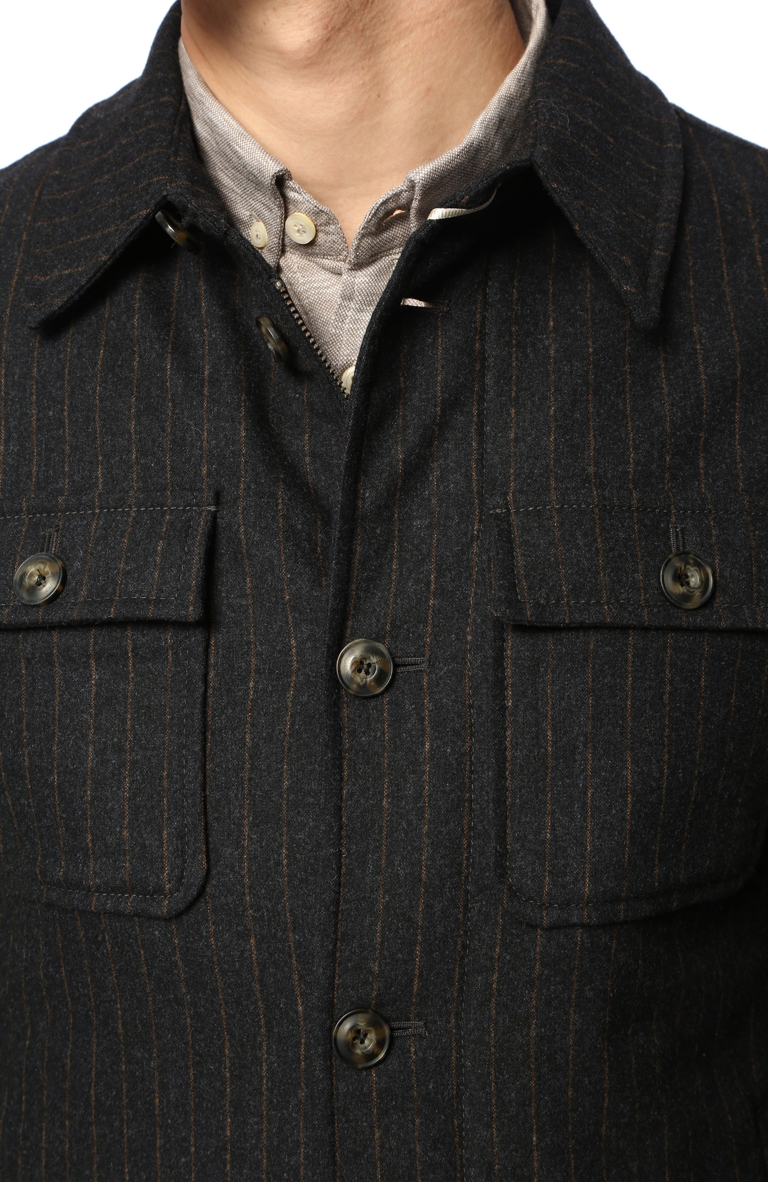 Çizgili Lacivert-Kahverengi Coat Ceket