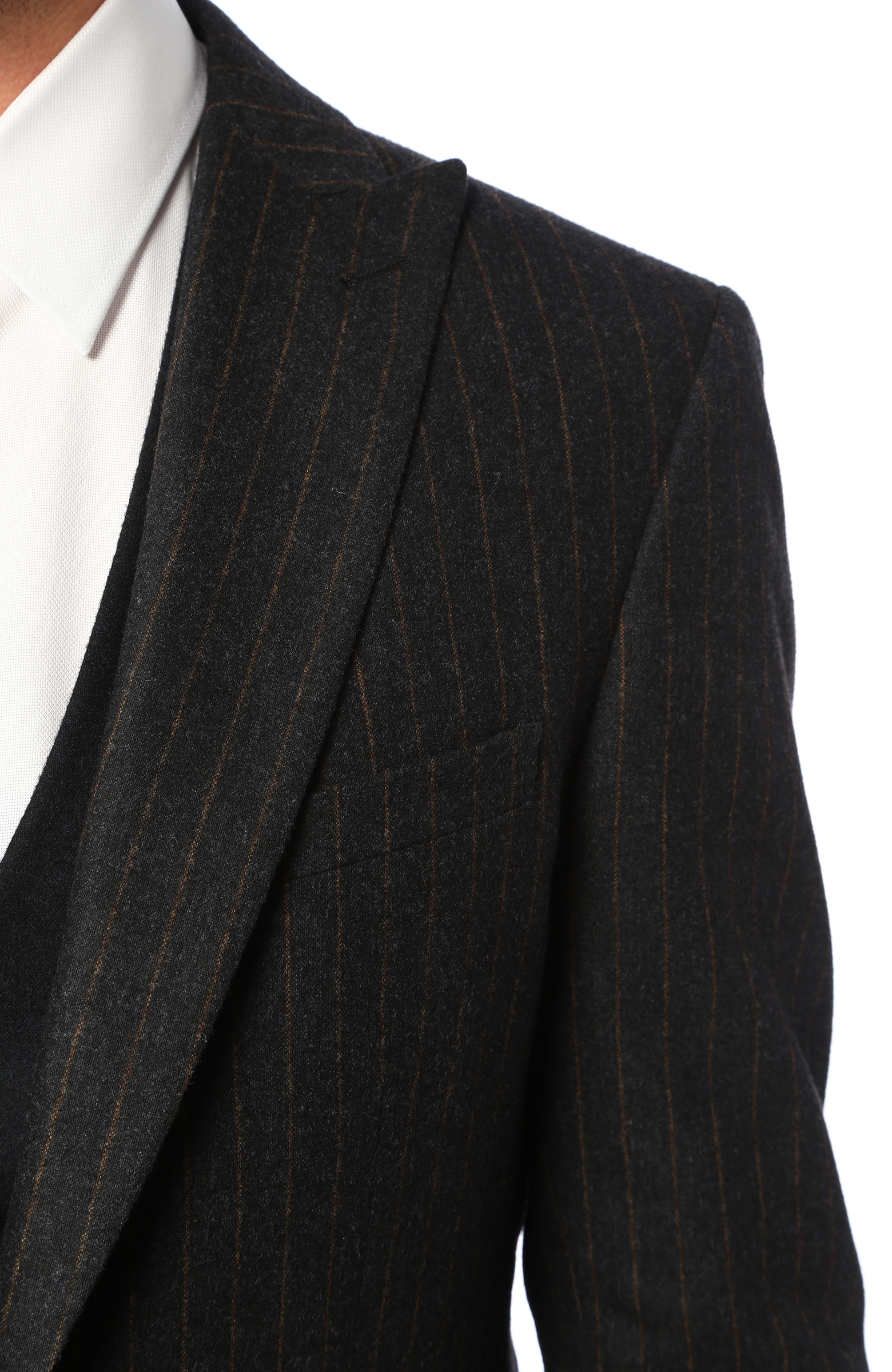 Çizgili Lacivert-Kahverengi Yelekli Takım Elbise