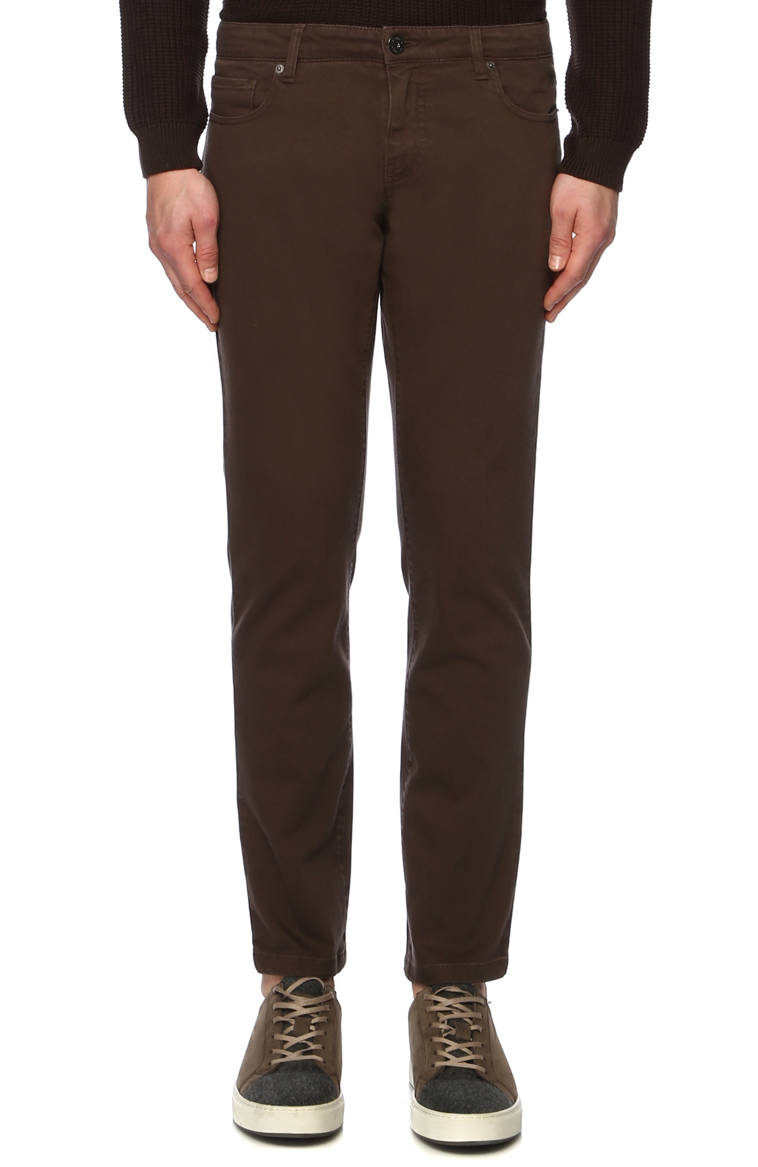 Kahverengi Diyagonal Casual Pantolon