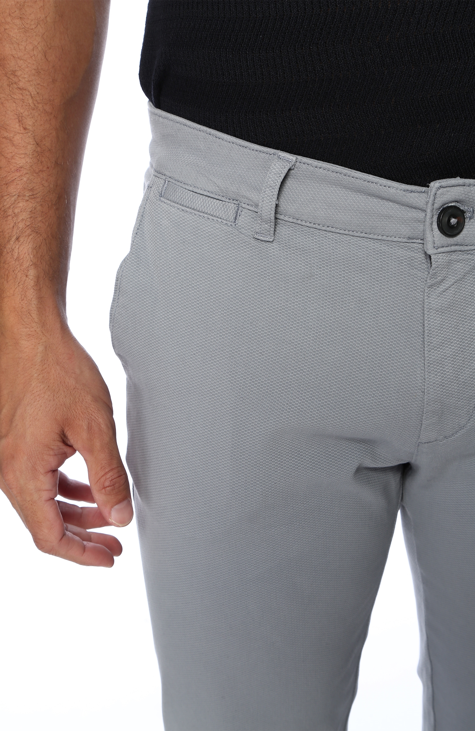 Slim Fit Gri Normal Bel Casual Pantolon