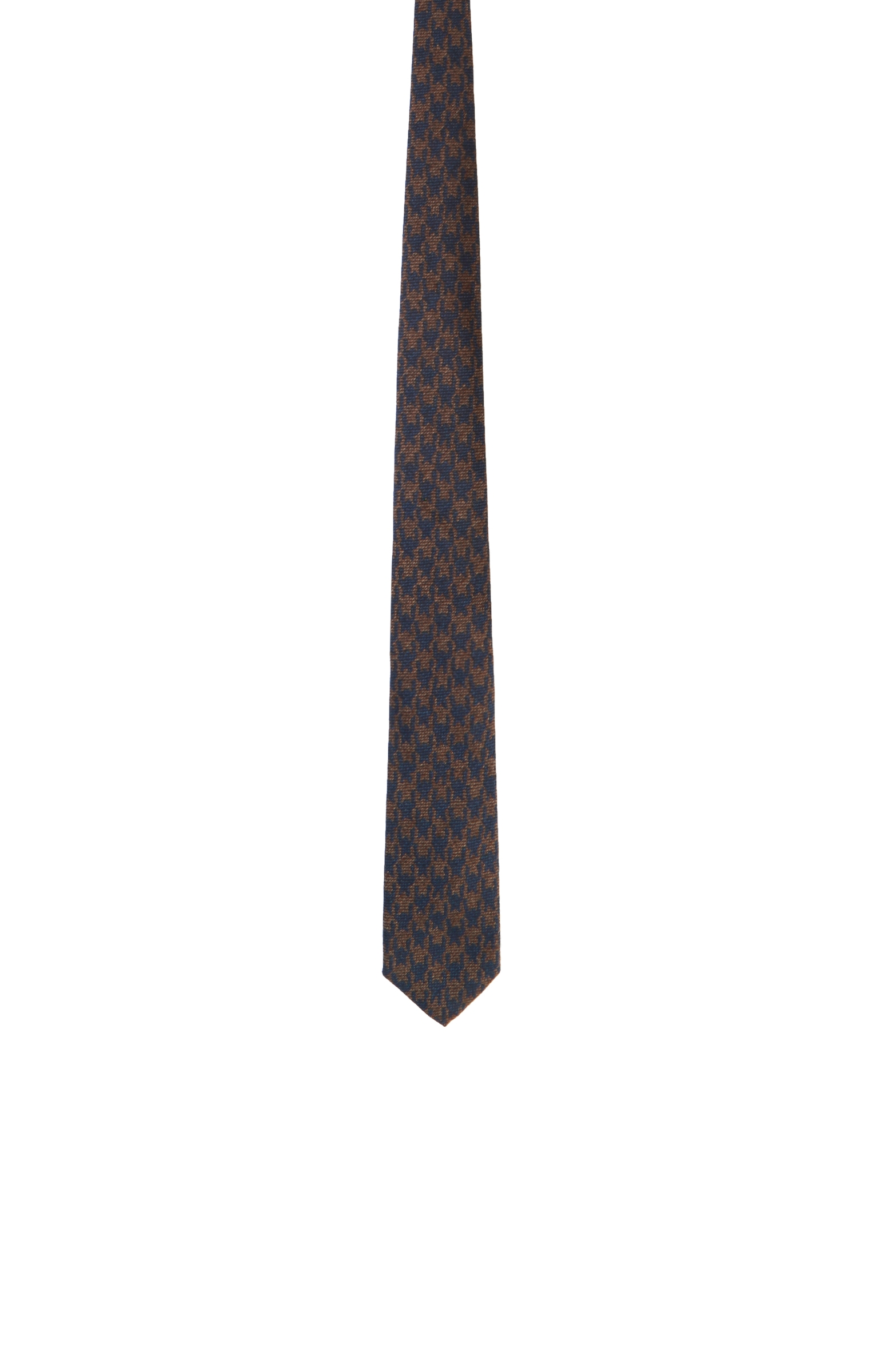 Kaz Ayağı Lacivert-Kahverengi Erkek Kravat