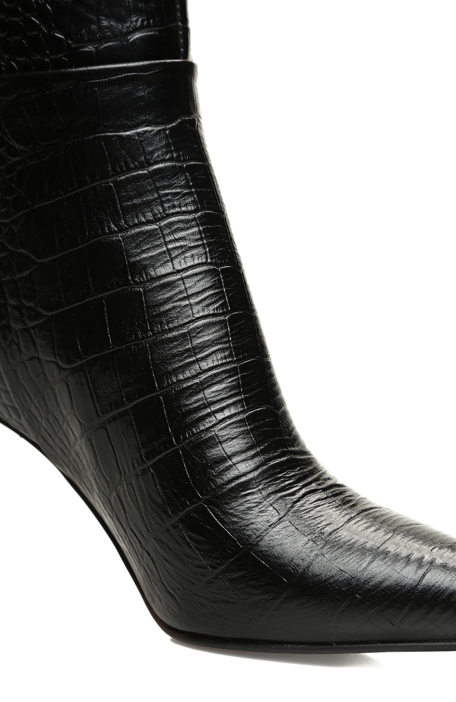 Kroko Siyah Kadın Deri Çizme