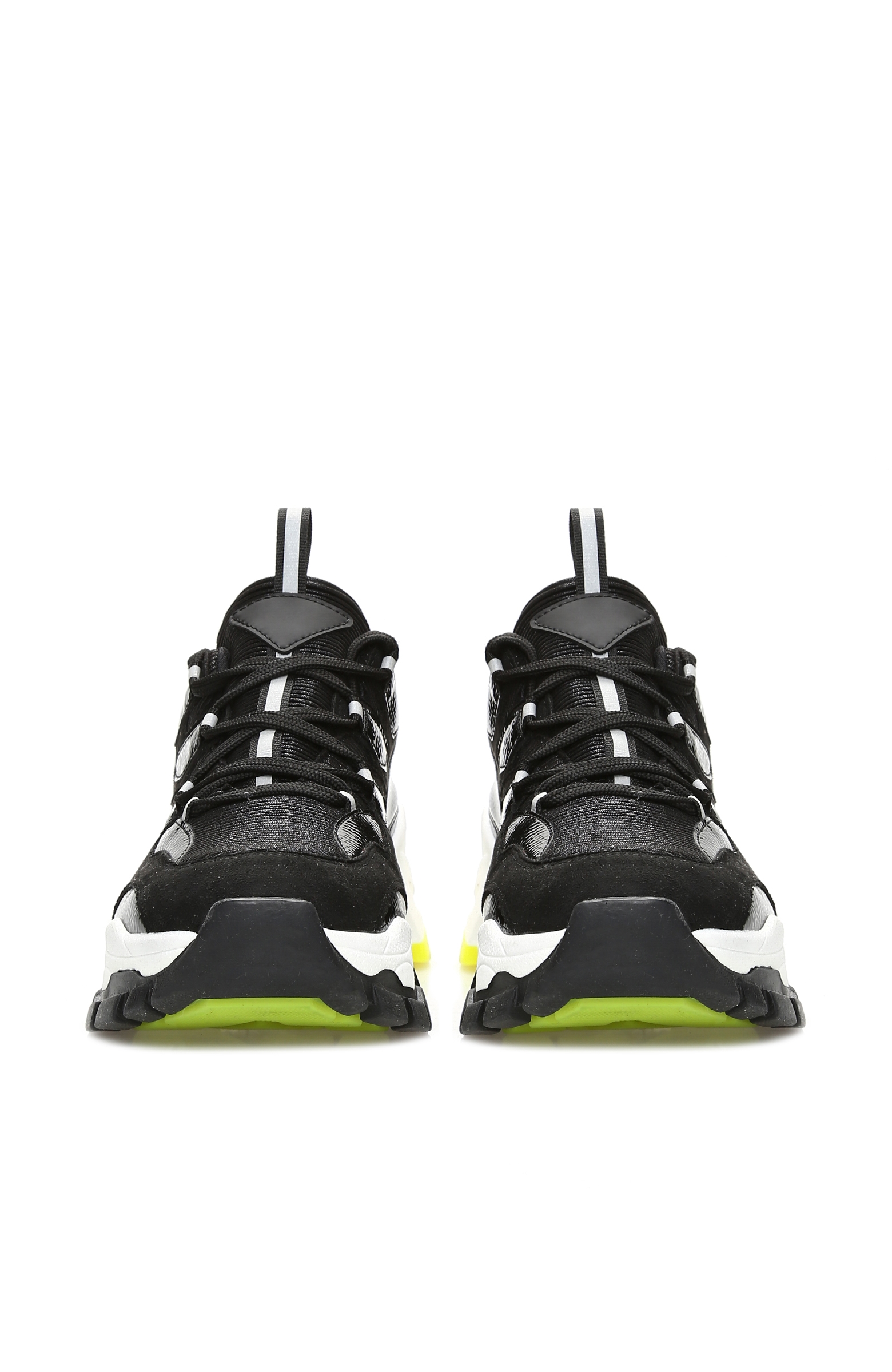Siyah - Neon Kalın Tabanlı Kadın Sneaker