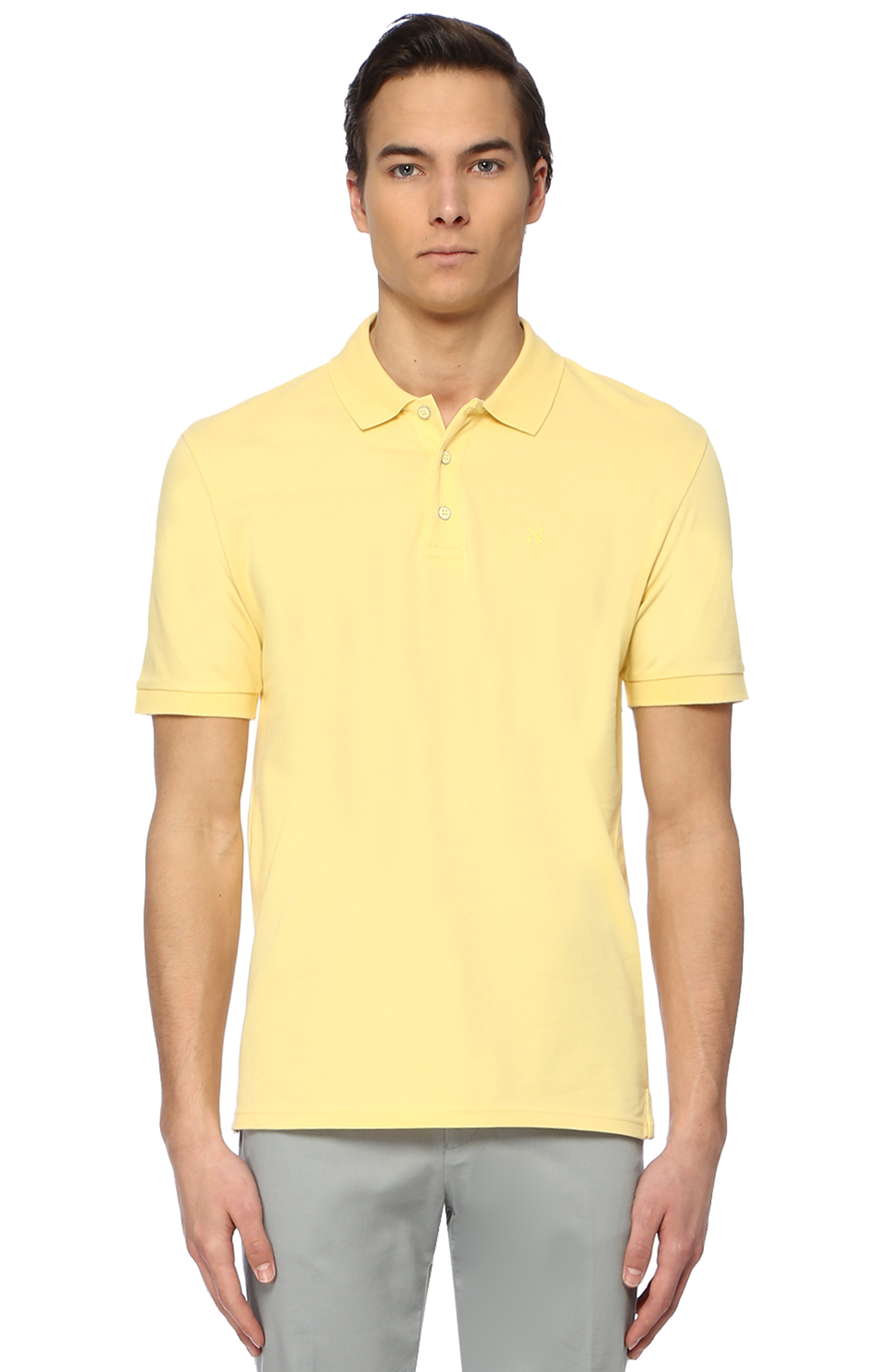 Slim Fit Sarı Polo Yaka T-shirt