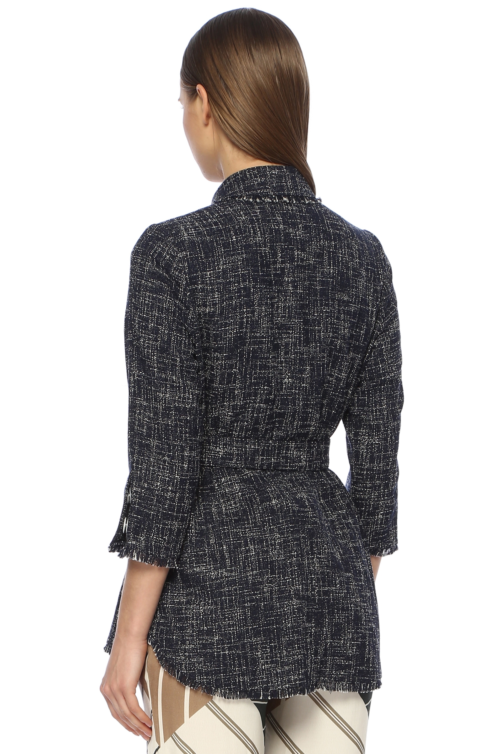 Lacivert İngiliz Yaka Tweed Ceket