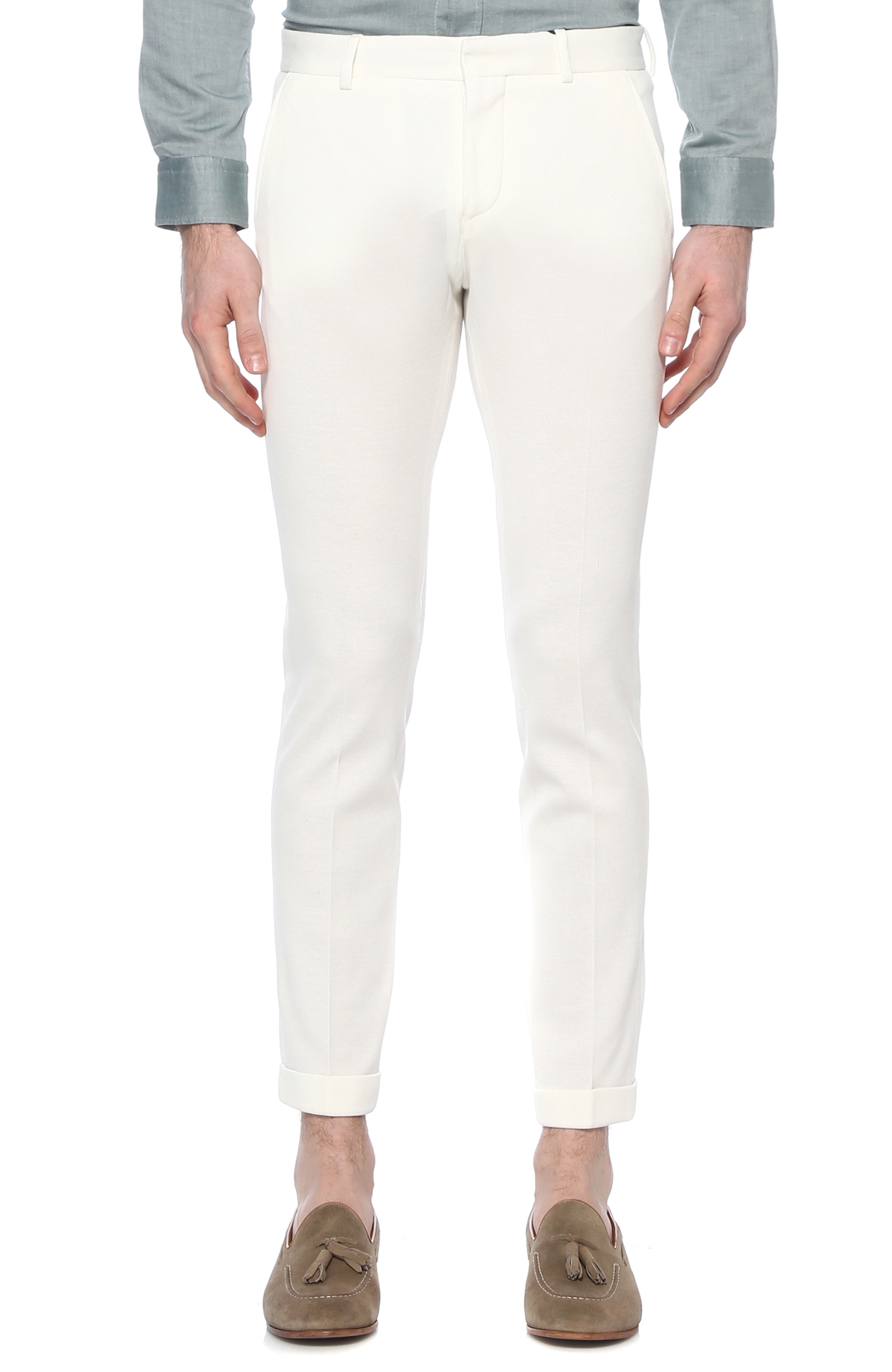 Slim Fit Beyaz Kanvas Pantolon