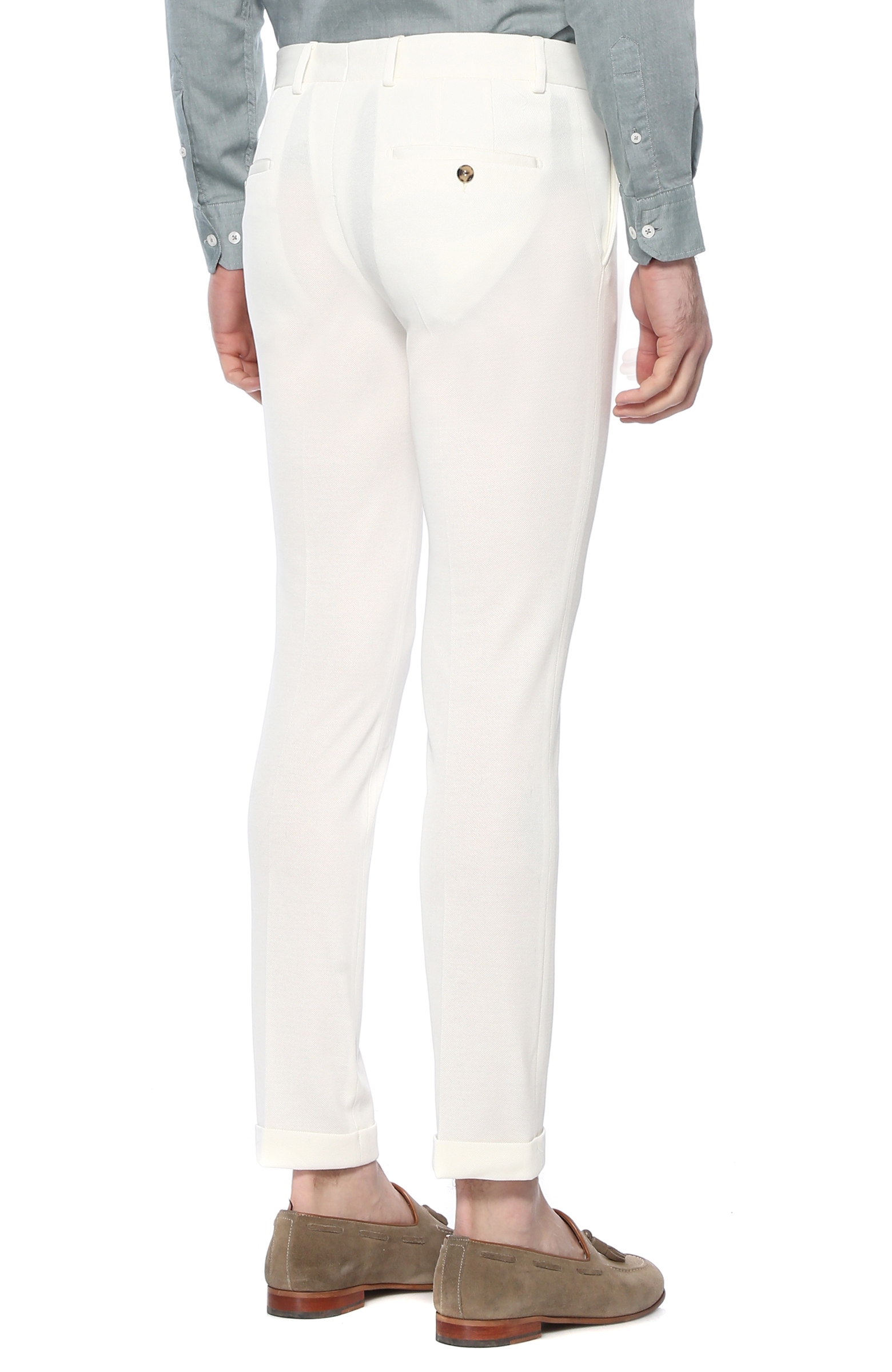 Slim Fit Beyaz Kanvas Pantolon