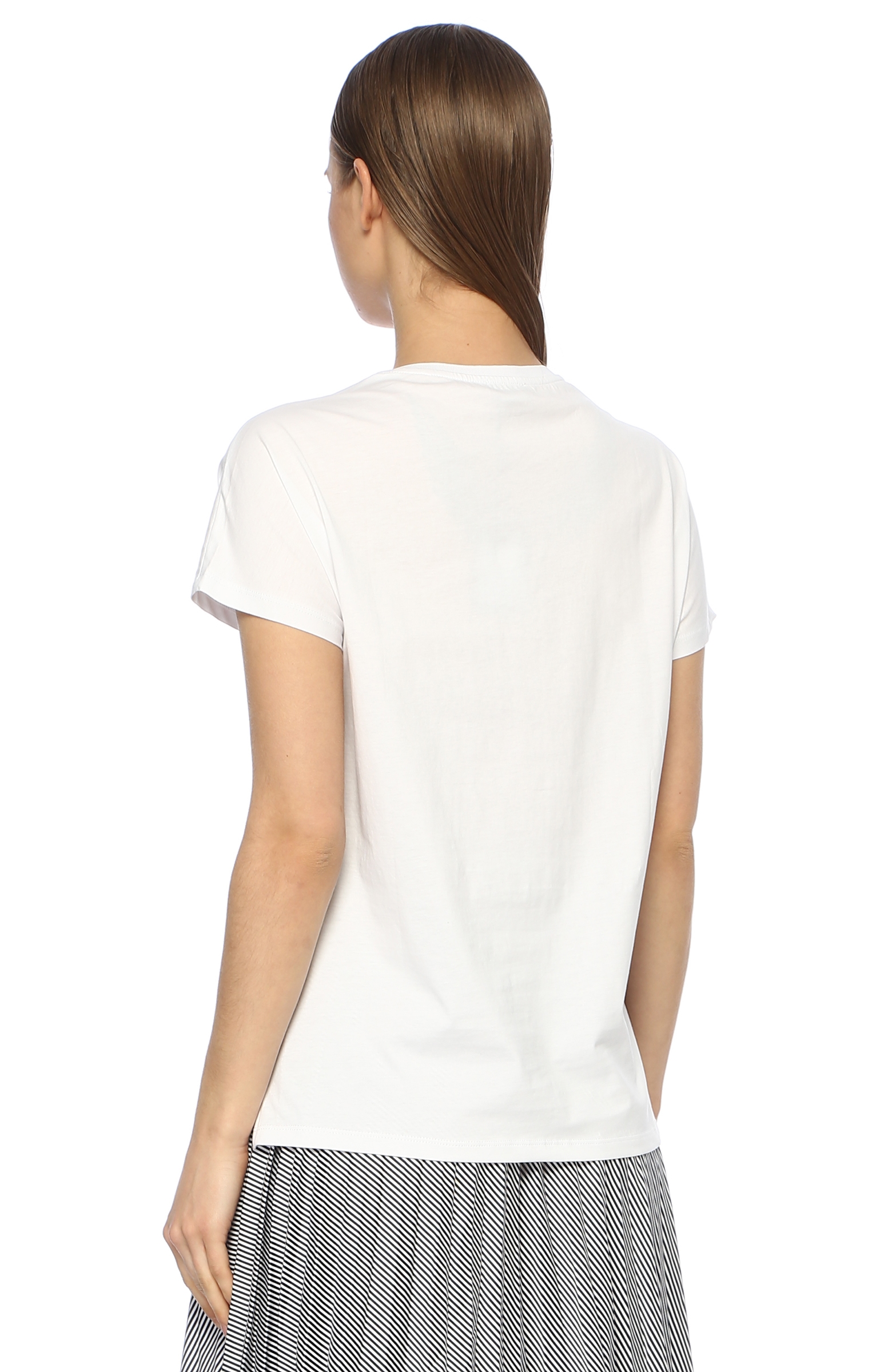 Beyaz Çizgili Garni Detaylı T-shirt