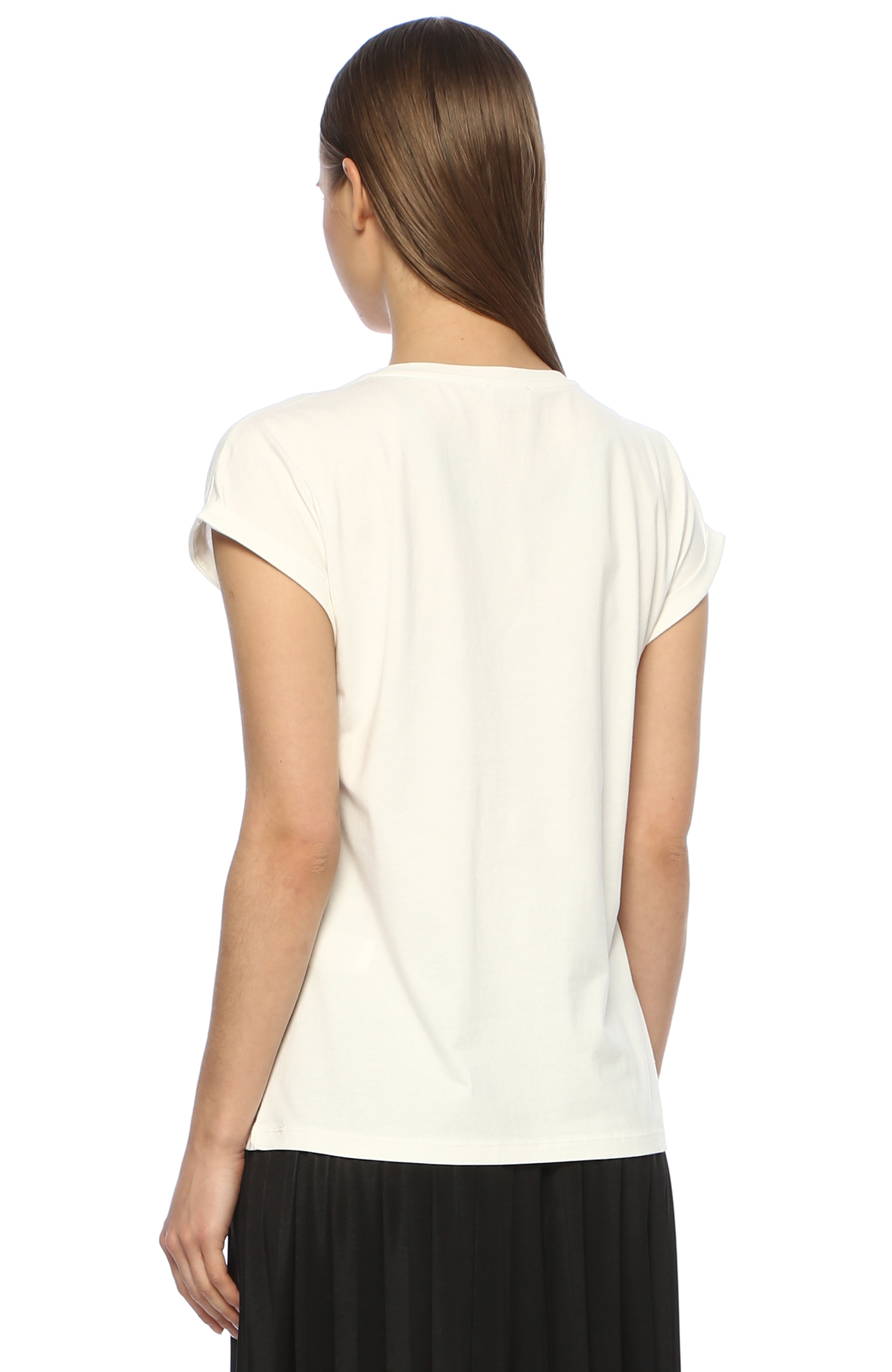 Beyaz Baskılı Basic T-shirt
