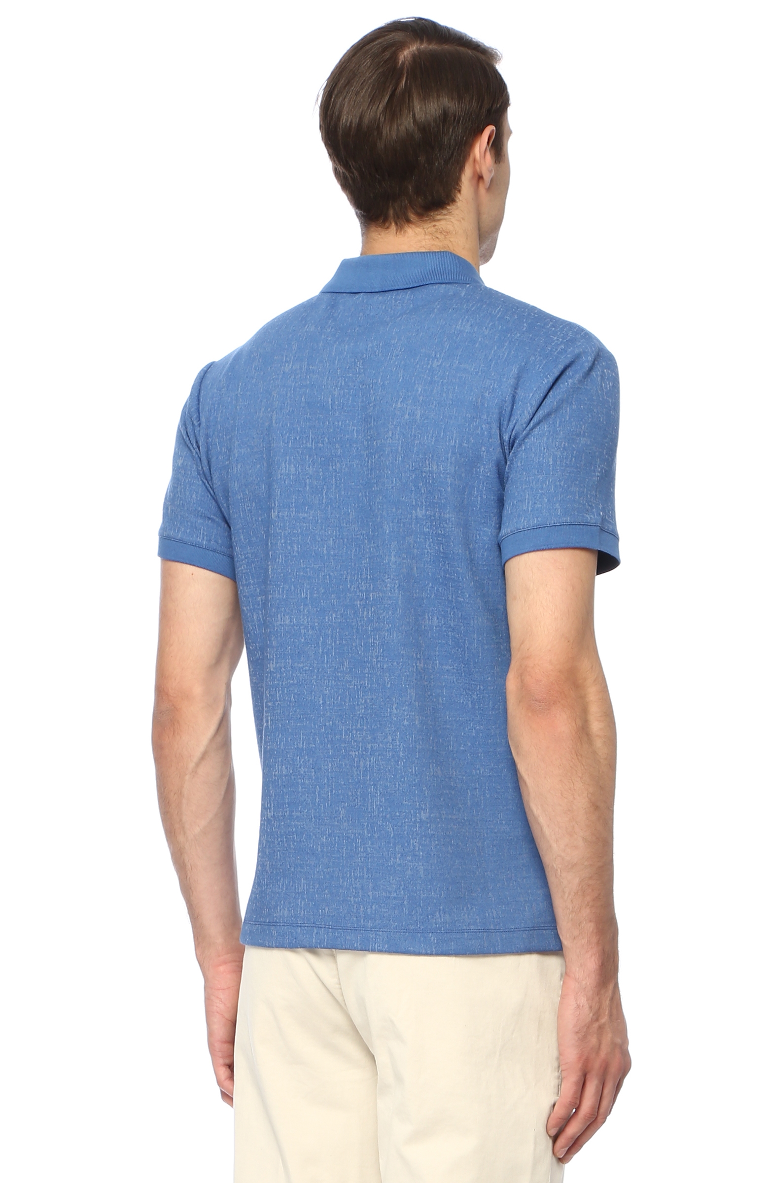 Slim Fit Mavi Polo Yaka Desenli T-shirt
