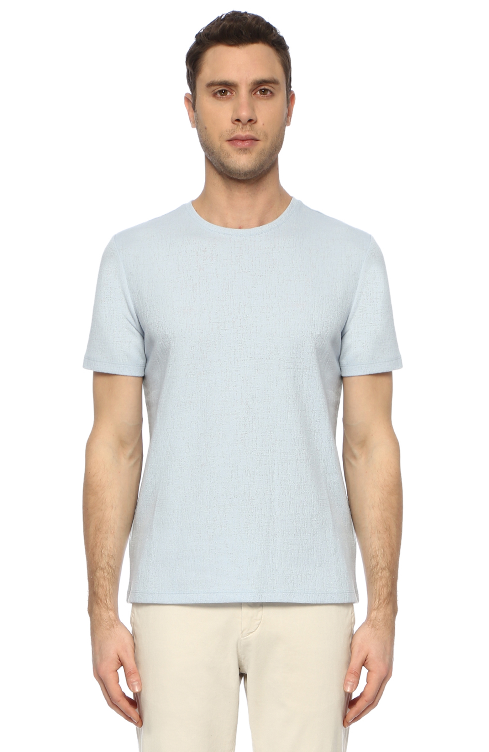 Slim Fit Mavi Desenli T-shirt