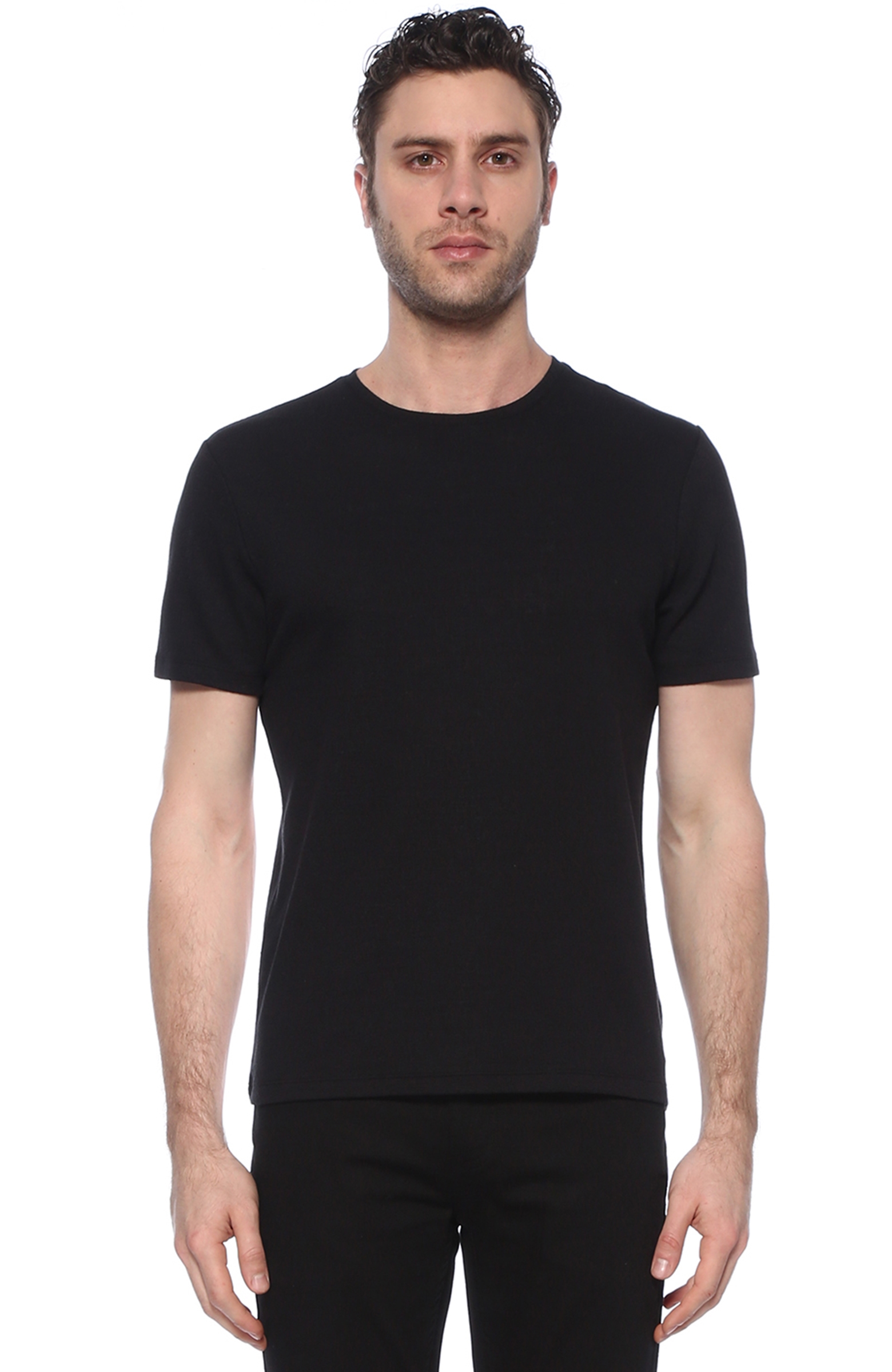 Slim Fit Siyah Desenli Basic T-shirt