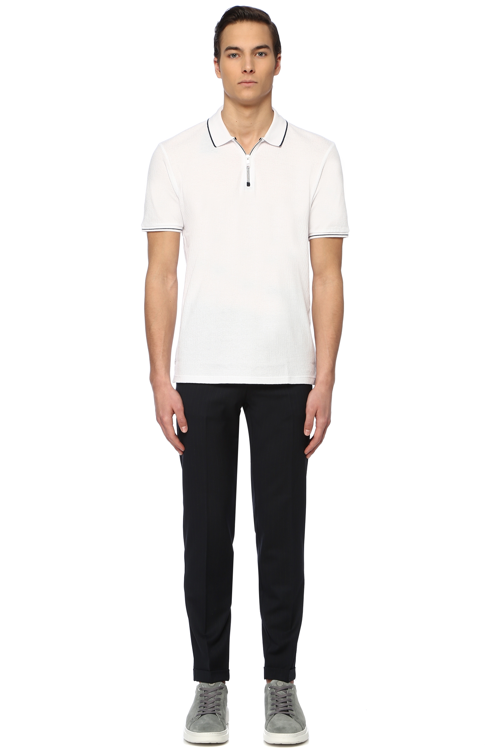 Slim Fit Beyaz Çizgi Detaylı T-shirt