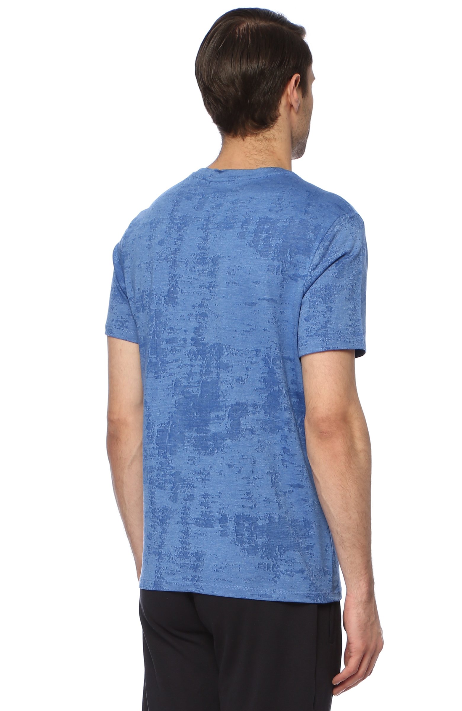 Slim Fit Mavi Jakarlı T-shirt
