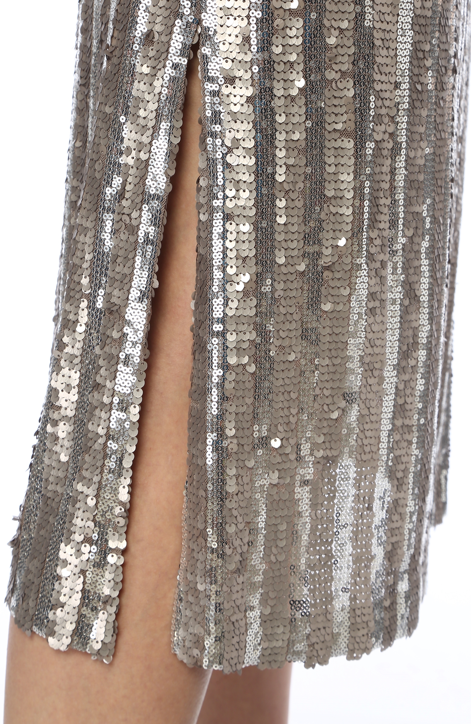 Silver Payet İşlemeli Midi Kokteyl Elbise