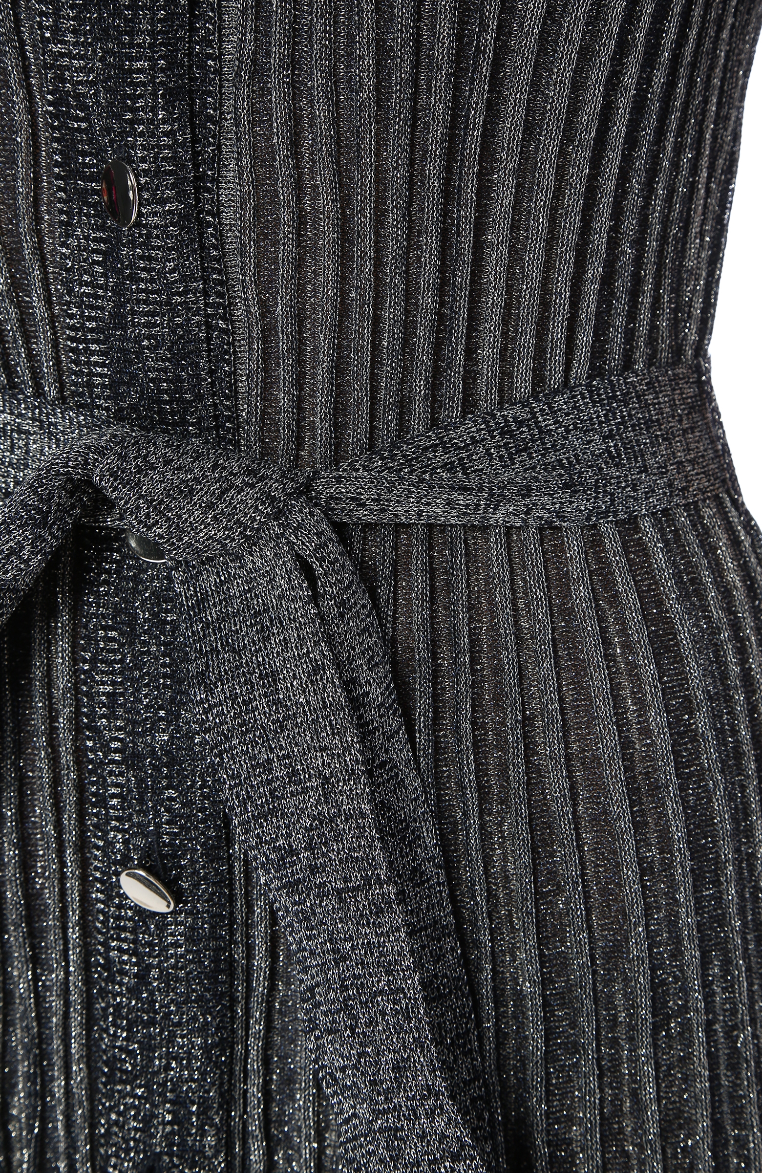 Lacivert Çizgi Dokulu Midi Elbise