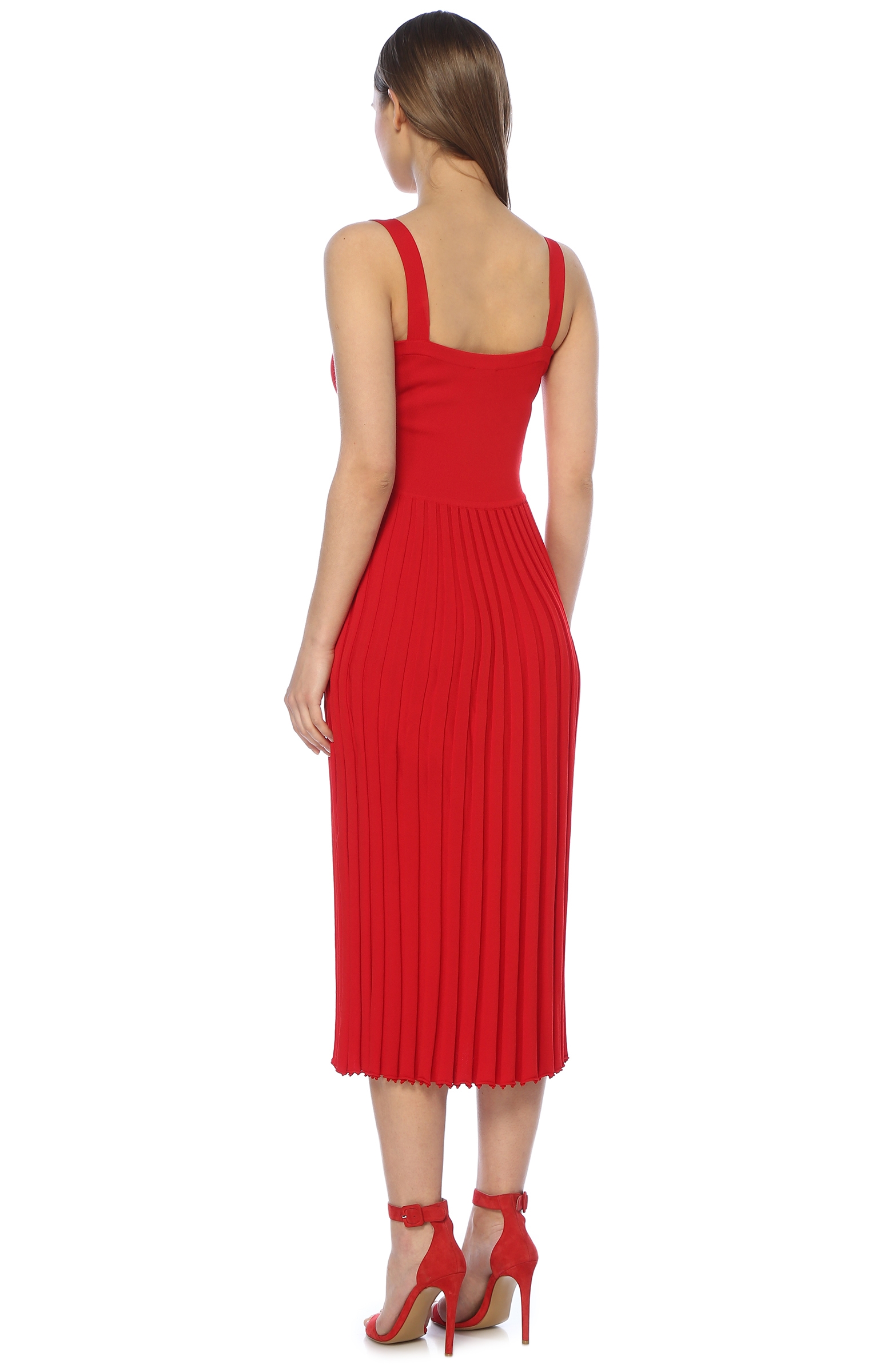 Kırmızı Midi Triko Elbise