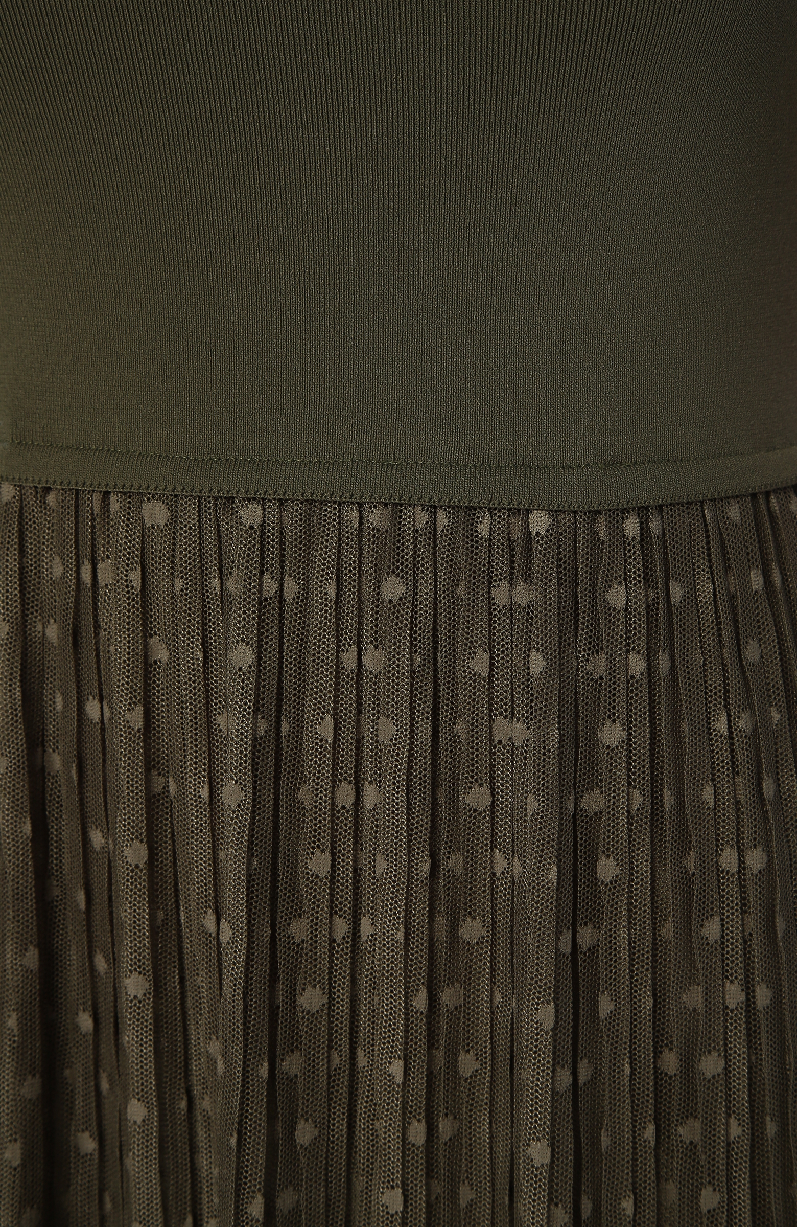 Kahverengi Tül Garnili Midi Elbise