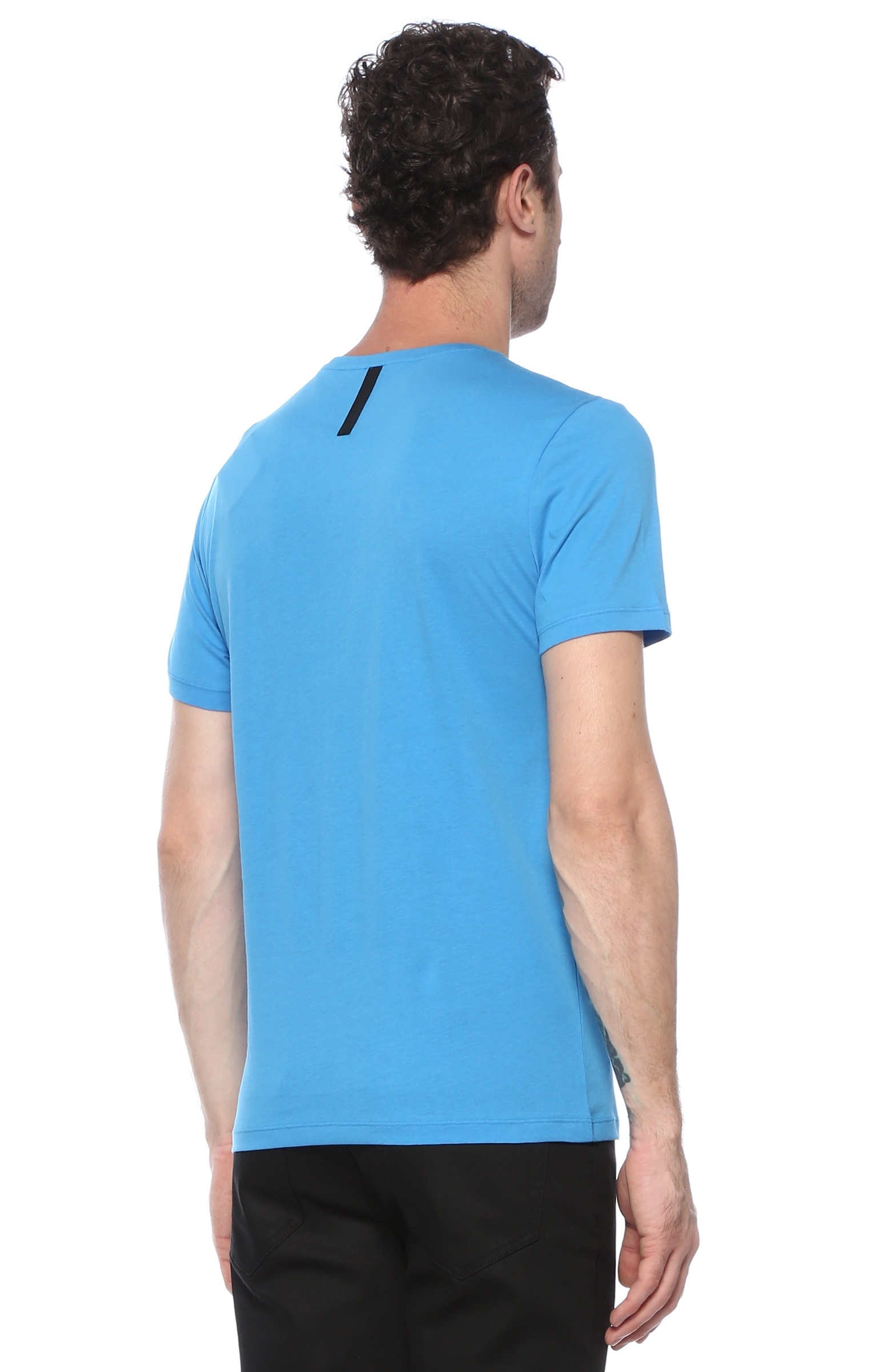 Slim Fit Mavi Baskılı T-shirt