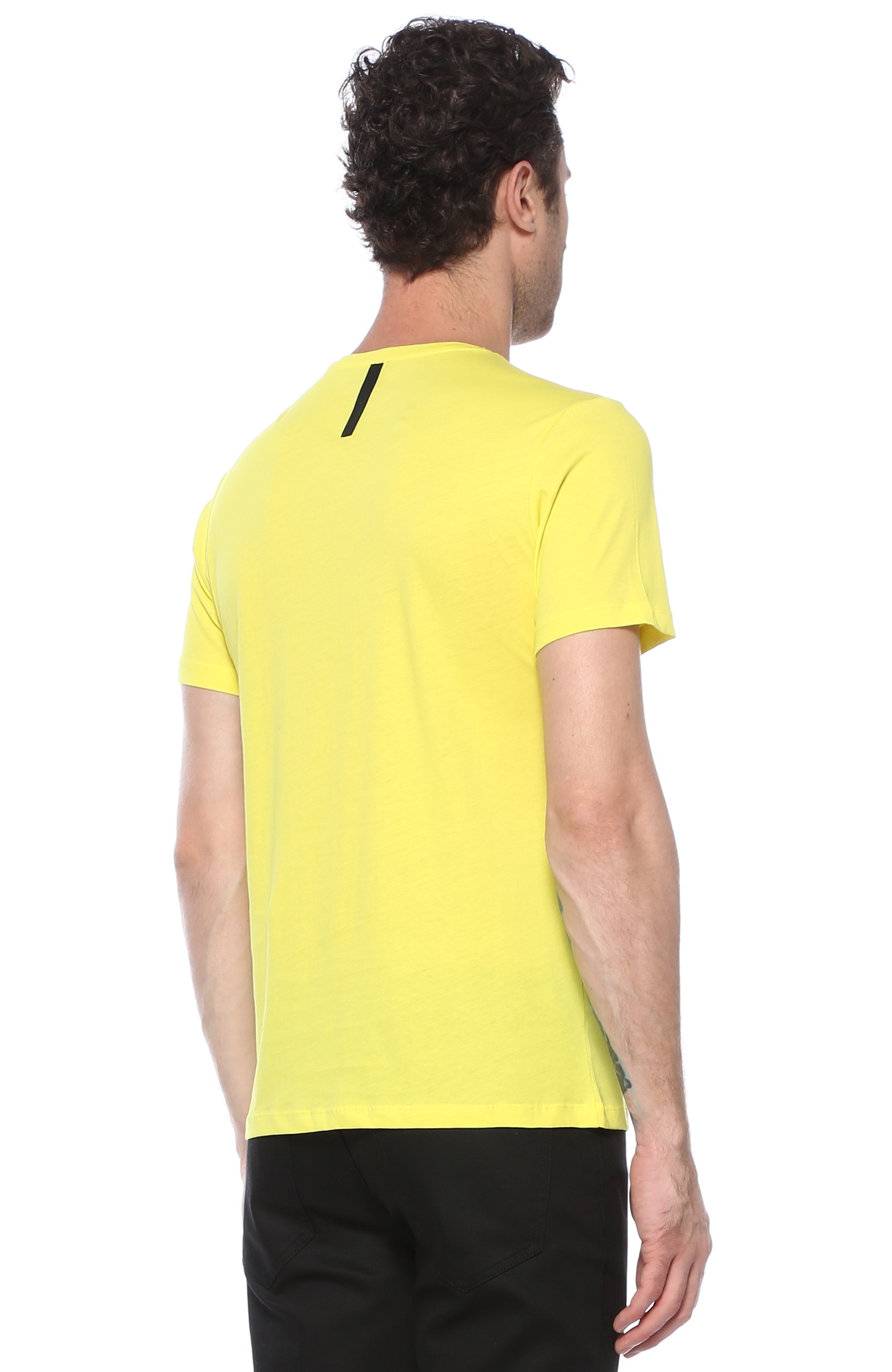 Slim Fit Sarı Baskılı T-shirt