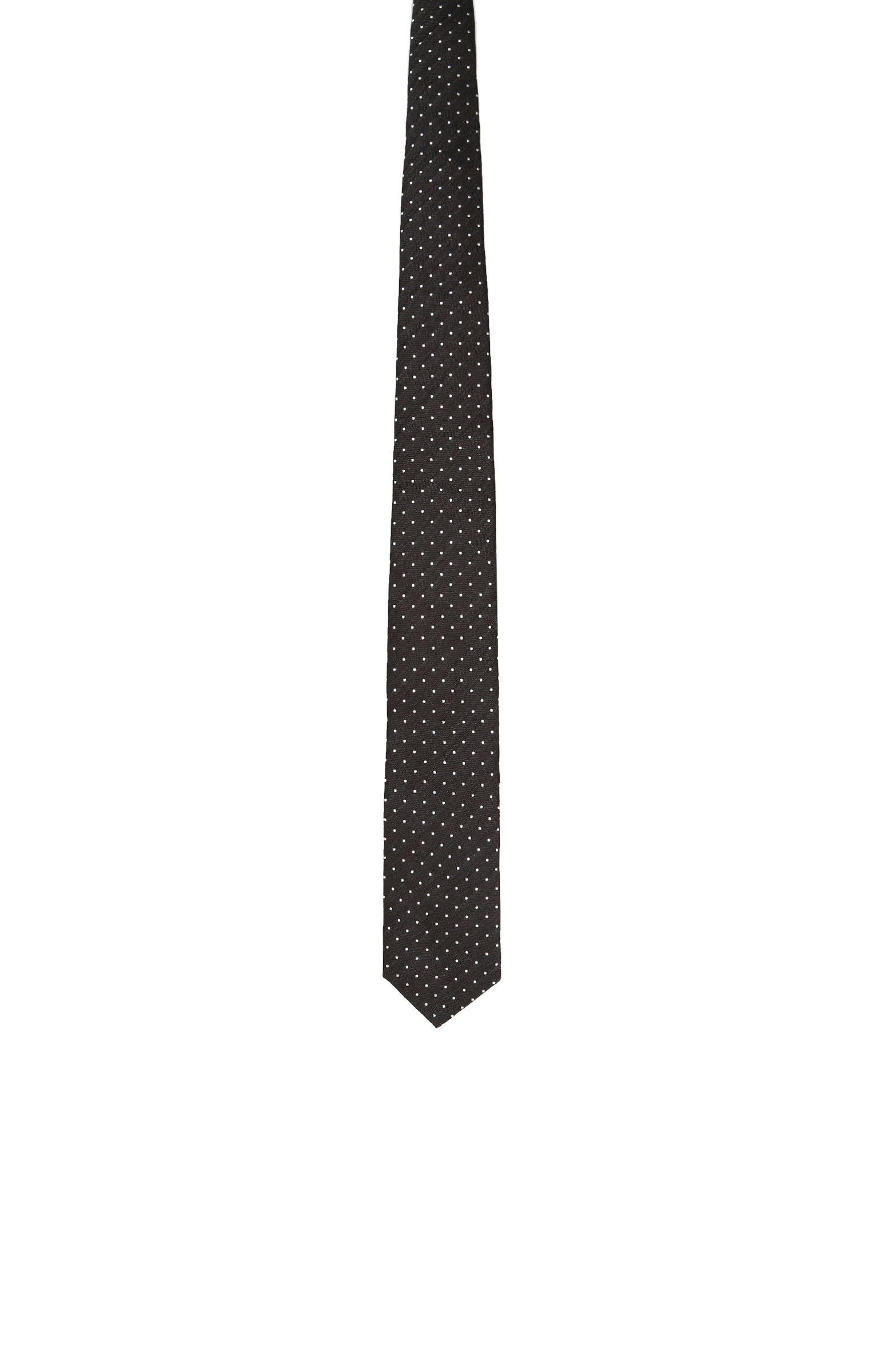 Siyah Beyaz Puantiyeli İpek Erkek Kravat