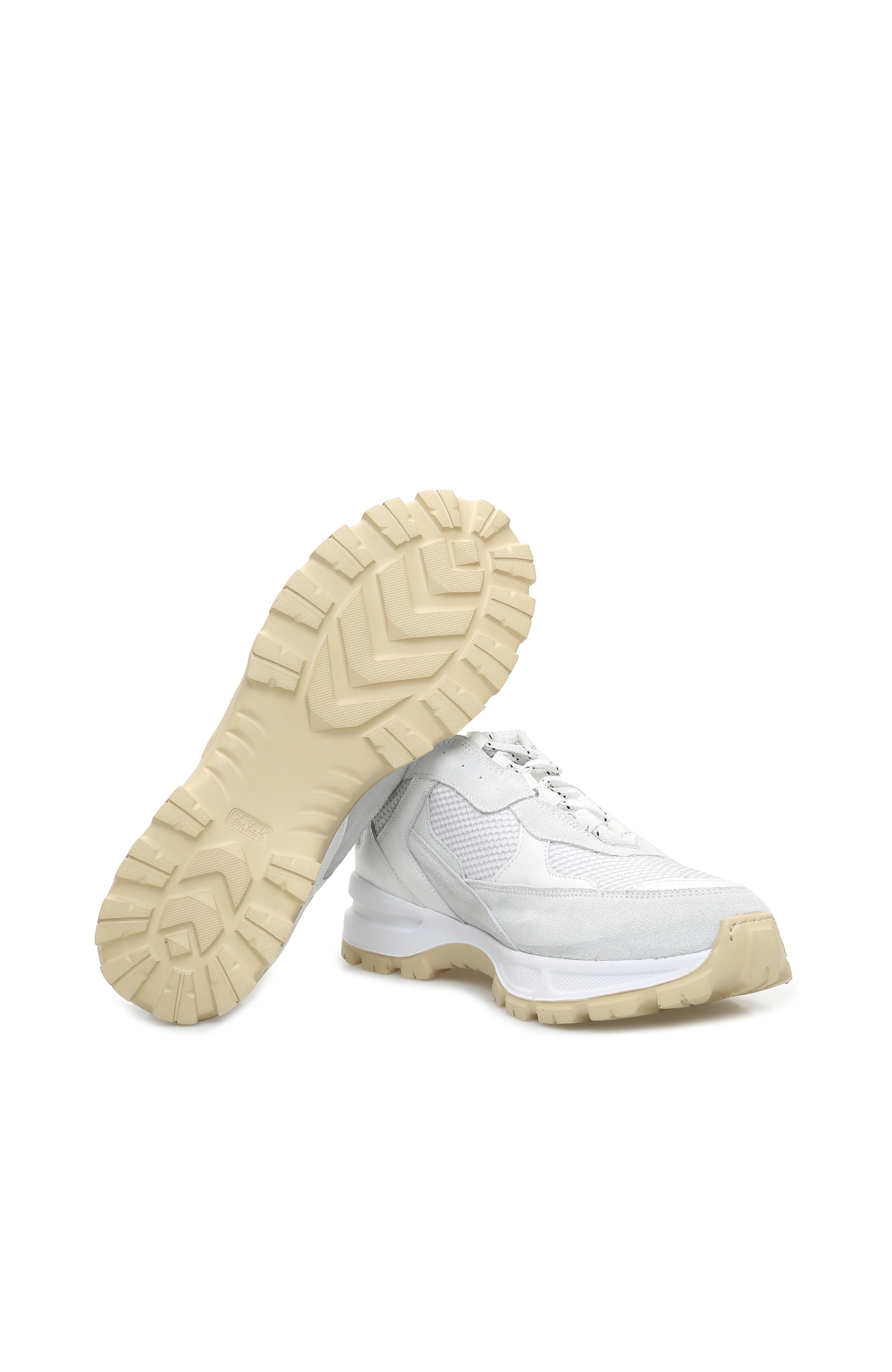 Beyaz Dokulu Erkek Süet Deri Sneaker