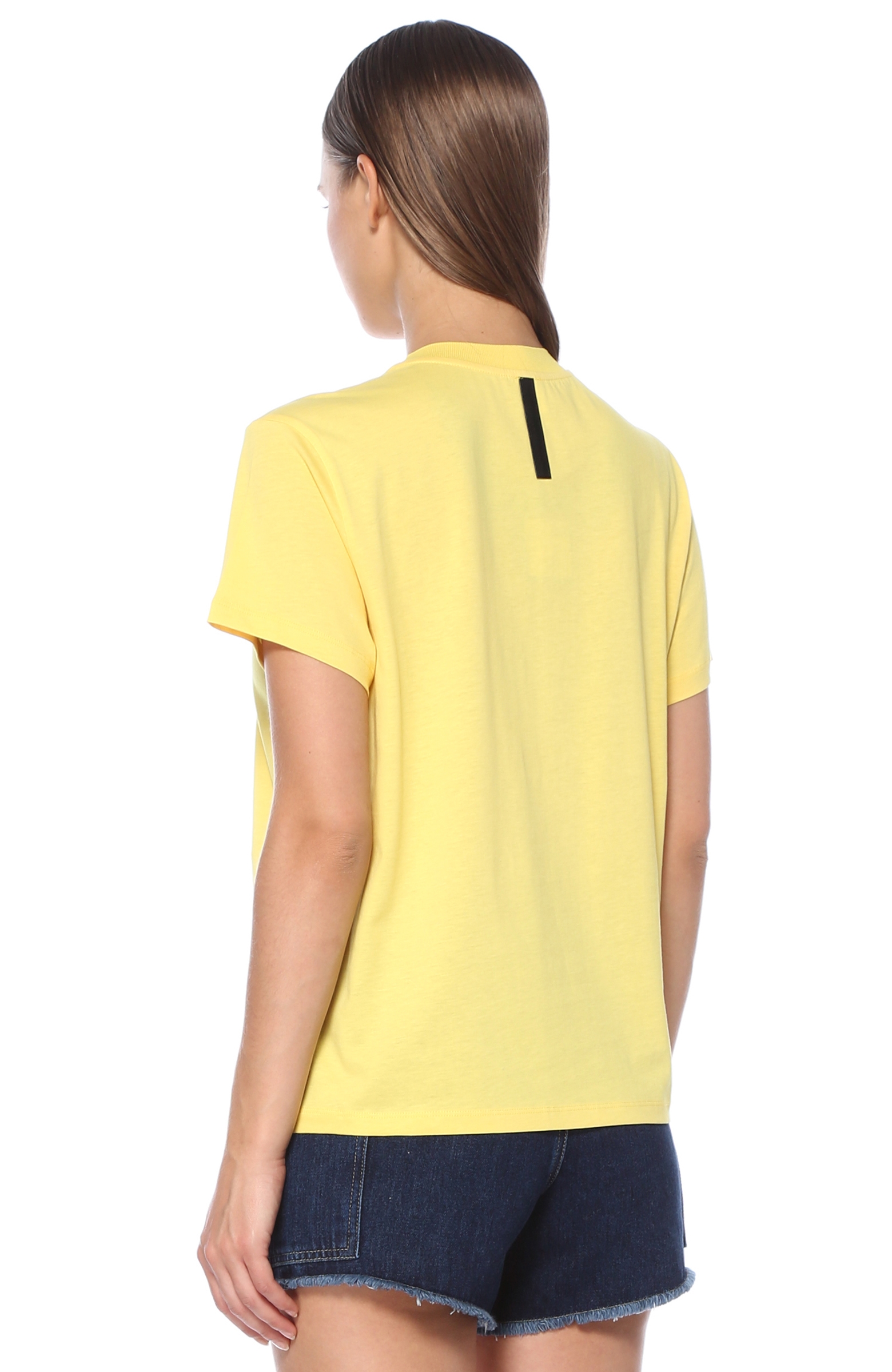 Sarı Bisiklet Yaka Basic T-Shirt