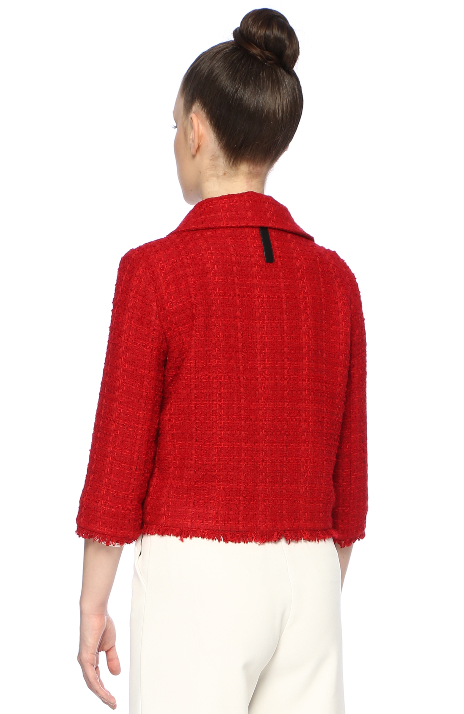 Slim Fit Kırmızı Tweed Ceket